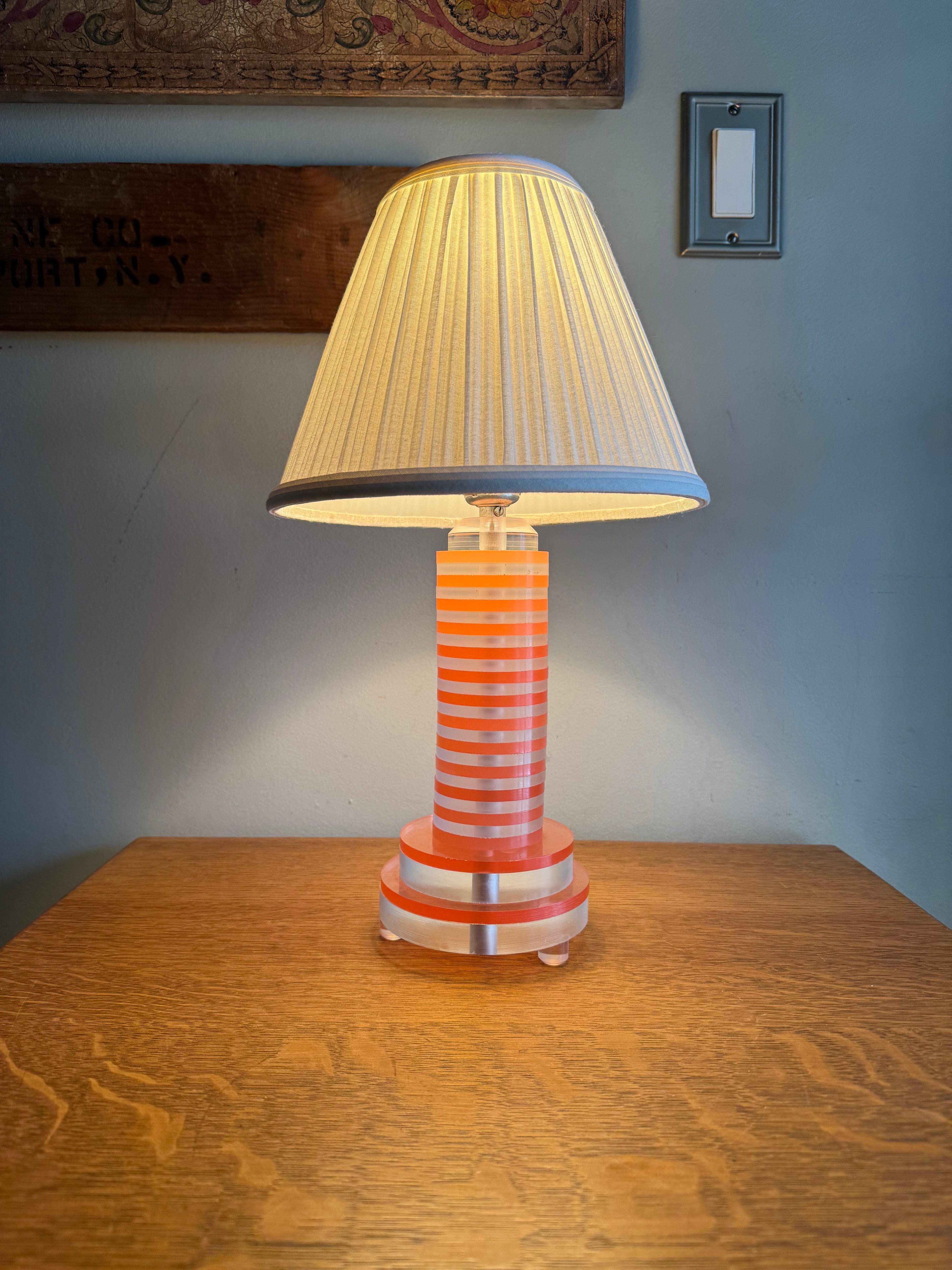 MCM Pink and Clear Lucite Lamp | MCM Table Lamp