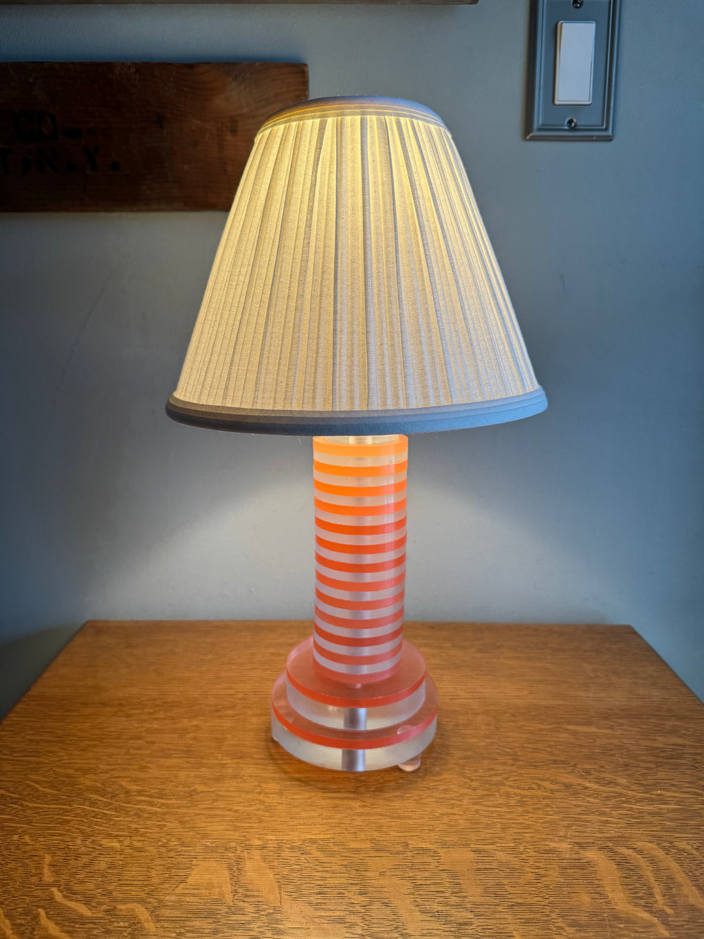 MCM Pink and Clear Lucite Lamp | MCM Table Lamp