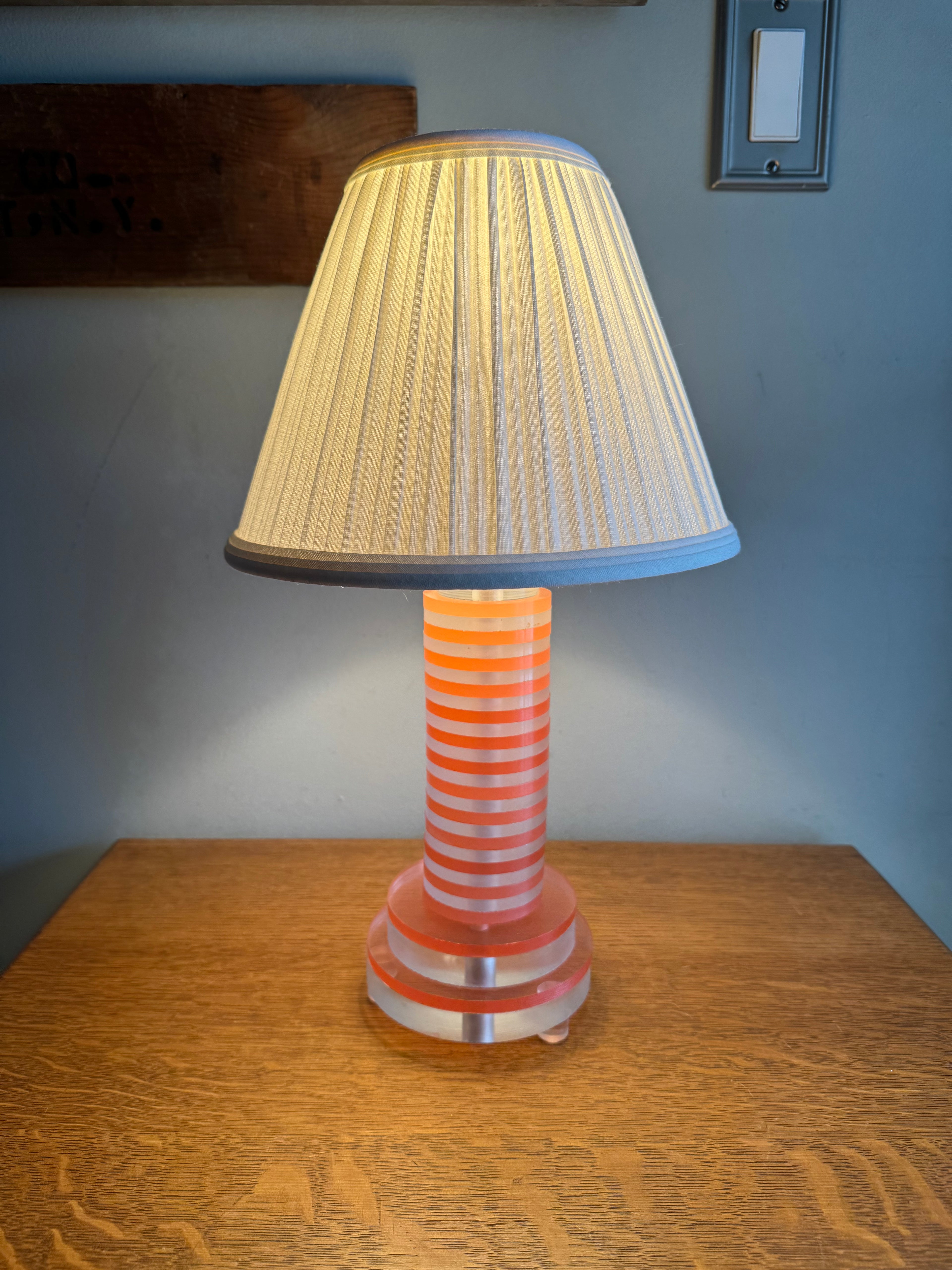 MCM Pink and Clear Lucite Lamp | MCM Table Lamp