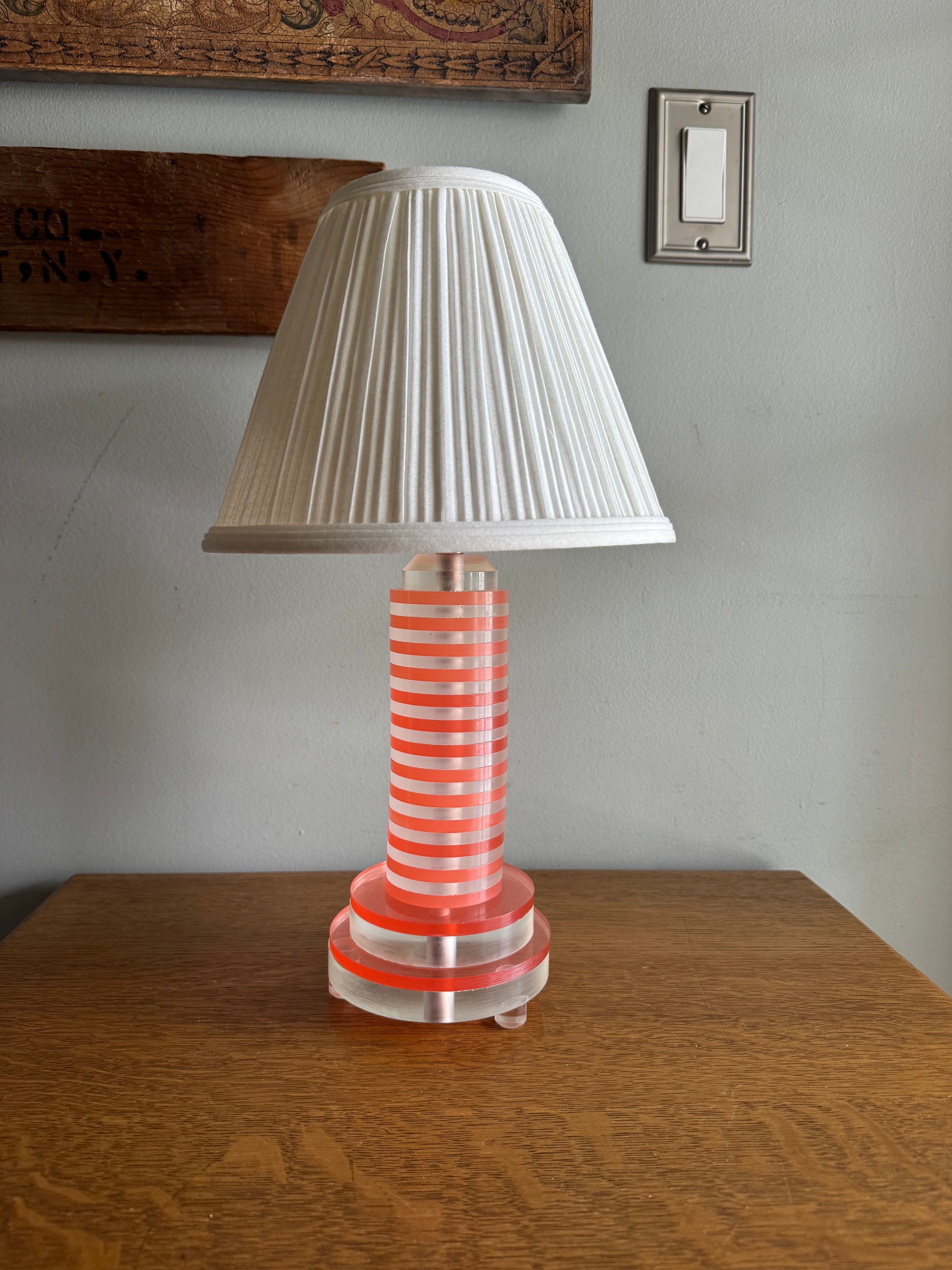 MCM Pink and Clear Lucite Lamp | MCM Table Lamp