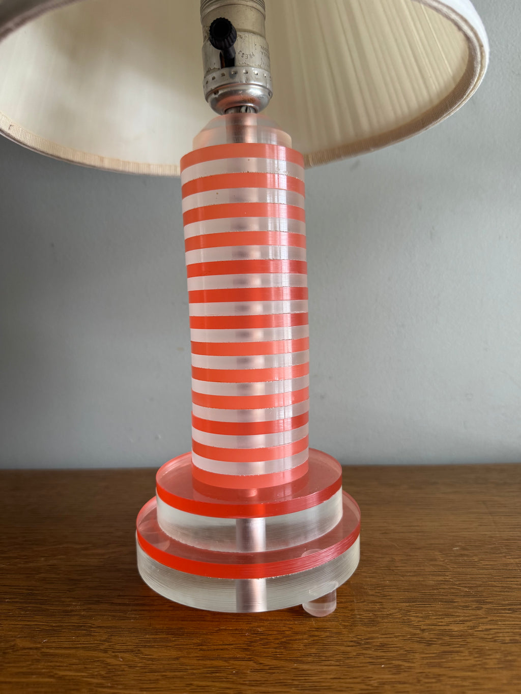 MCM Pink and Clear Lucite Lamp | MCM Table Lamp