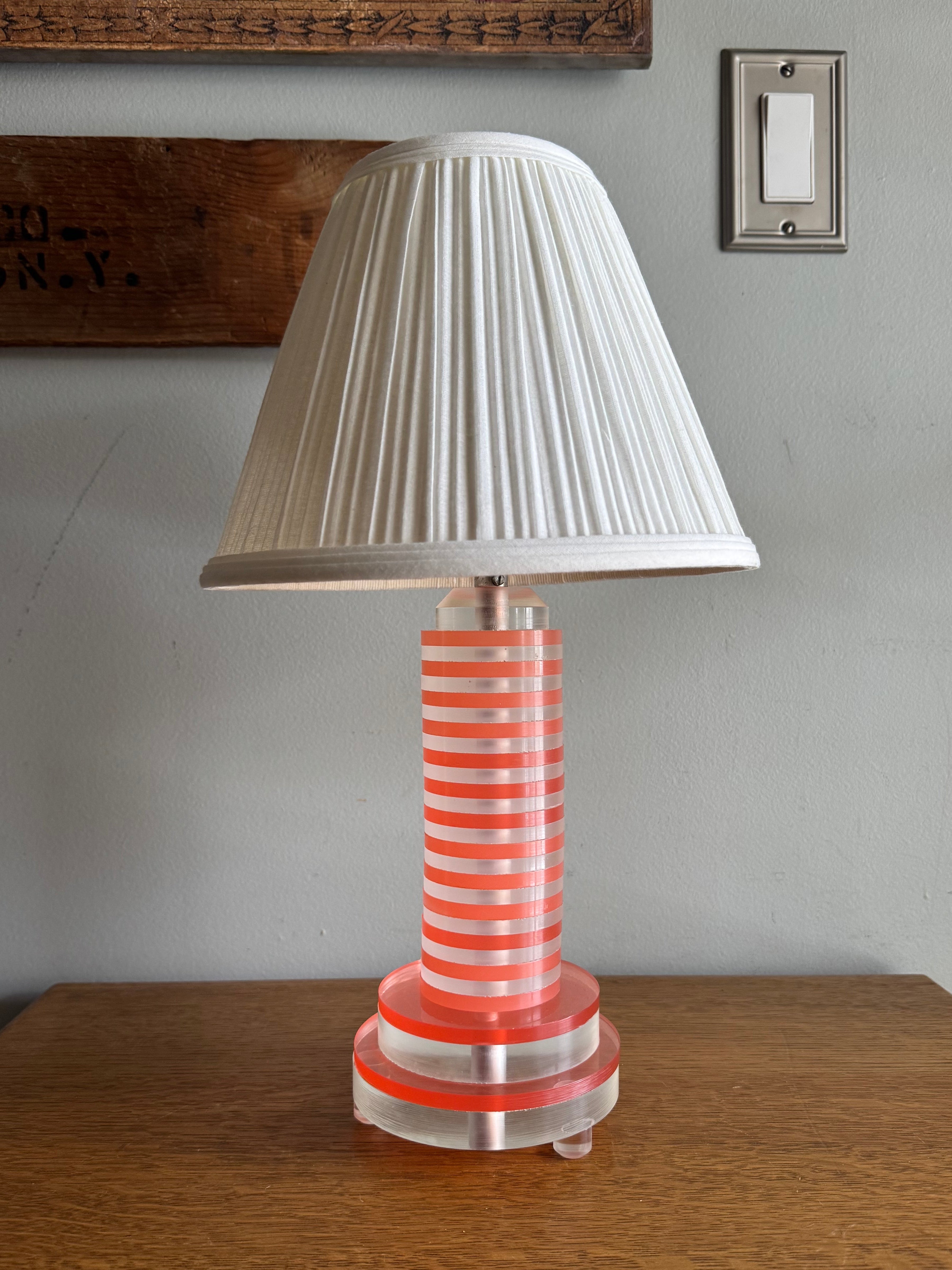 MCM Pink and Clear Lucite Lamp | MCM Table Lamp