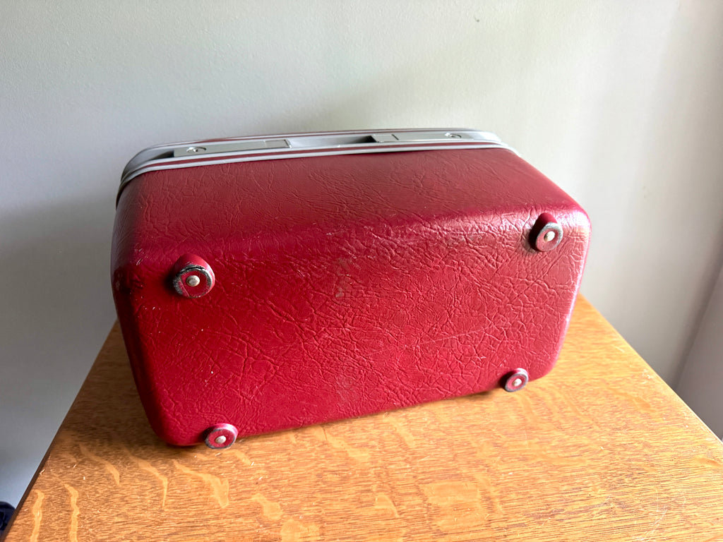 Vintage Burgundy Samsonite Train Case ~ Red Hard Shell Cosmetic Makeup Travel Bag