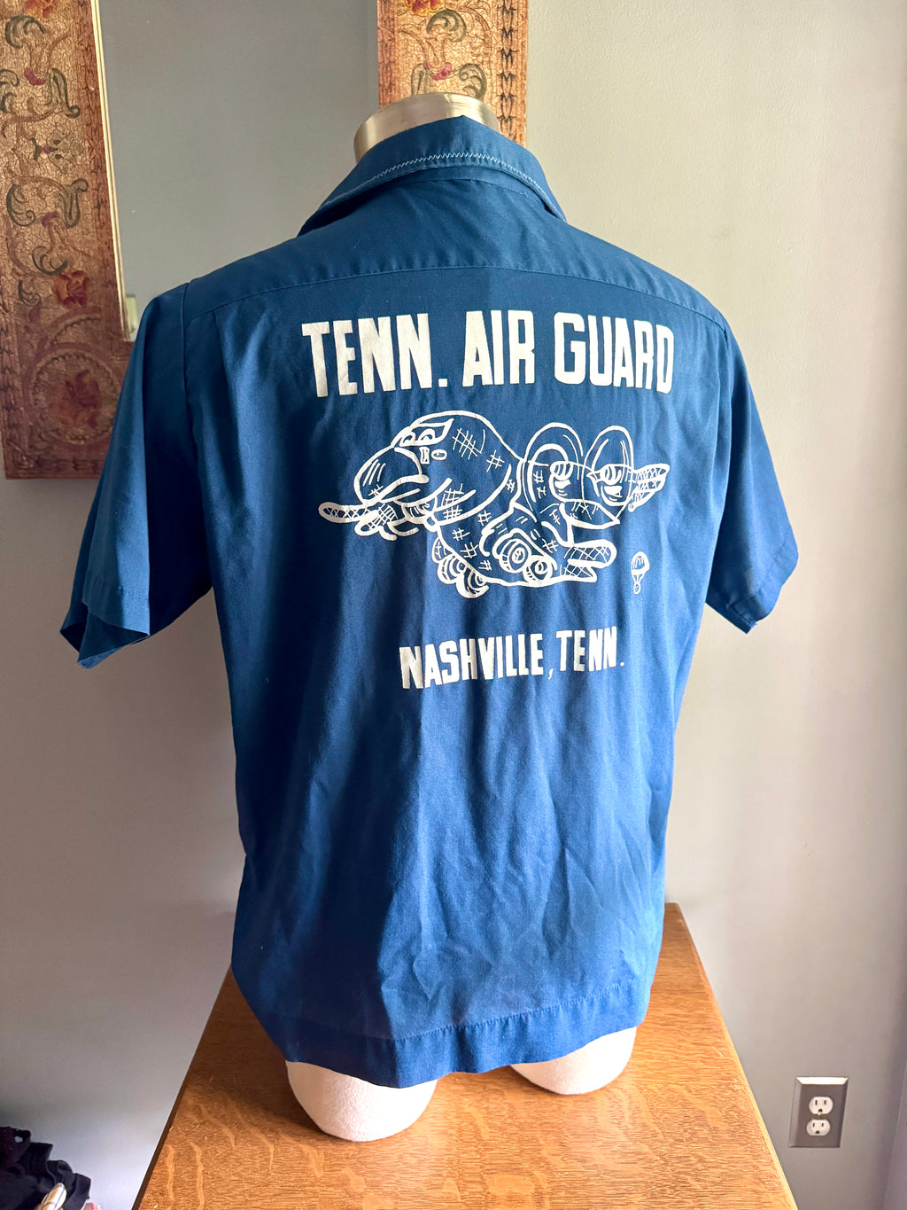 Vtg Blue King Louie Tenn. Air Guard Bowling Shirt ~ Nashville Tenn. Air Guard Bowling Shirt