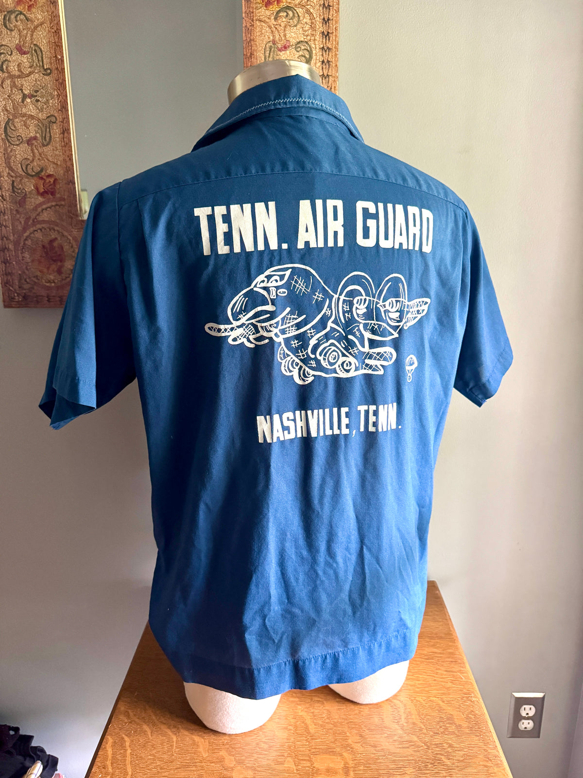 Vtg Blue King Louie Tenn. Air Guard Bowling Shirt ~ Nashville Tenn. Air Guard Bowling Shirt