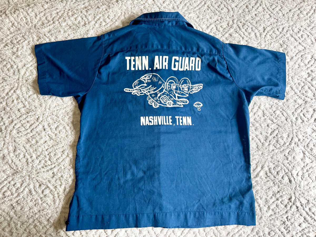Vtg Blue King Louie Tenn. Air Guard Bowling Shirt ~ Nashville Tenn. Air Guard Bowling Shirt