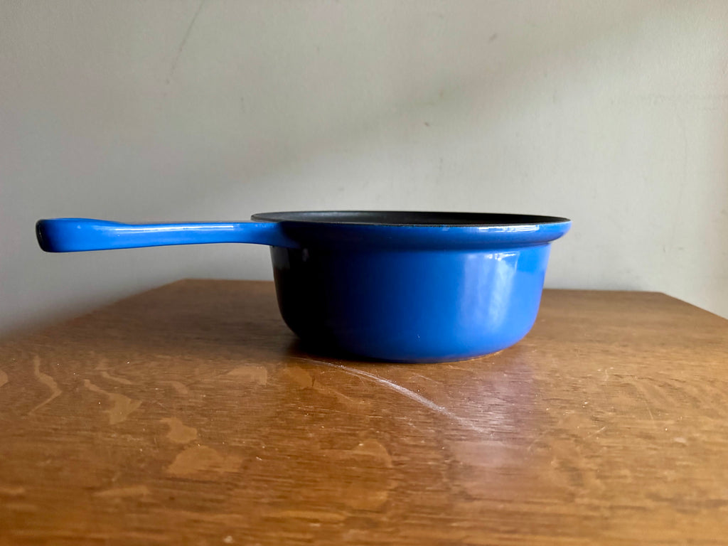 Vtg Le Creuset France Enamel Cast Iron Sauce Pan #22 Blue Non Stick