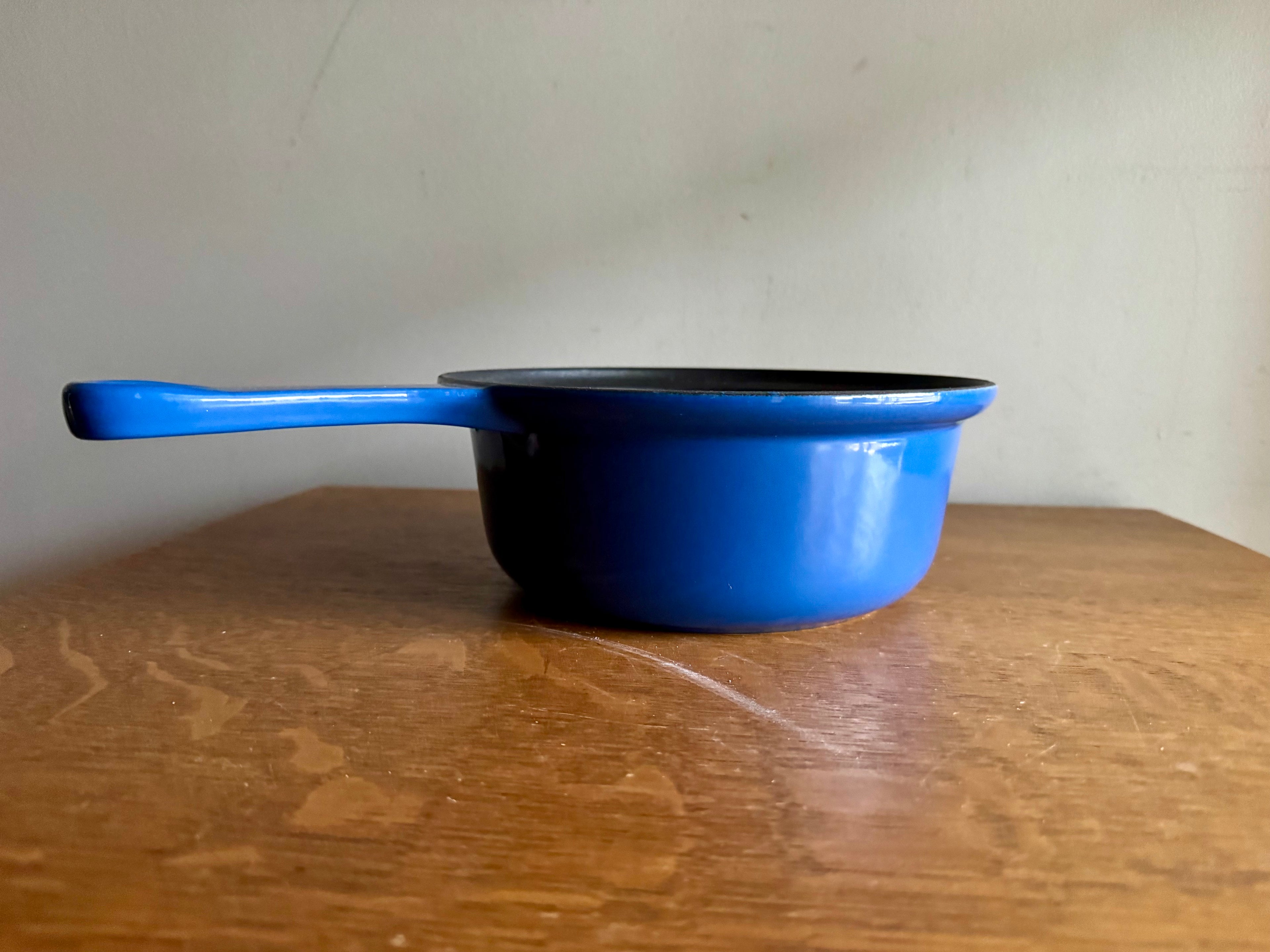 Vtg Le Creuset France Enamel Cast Iron Sauce Pan #22 Blue Non Stick