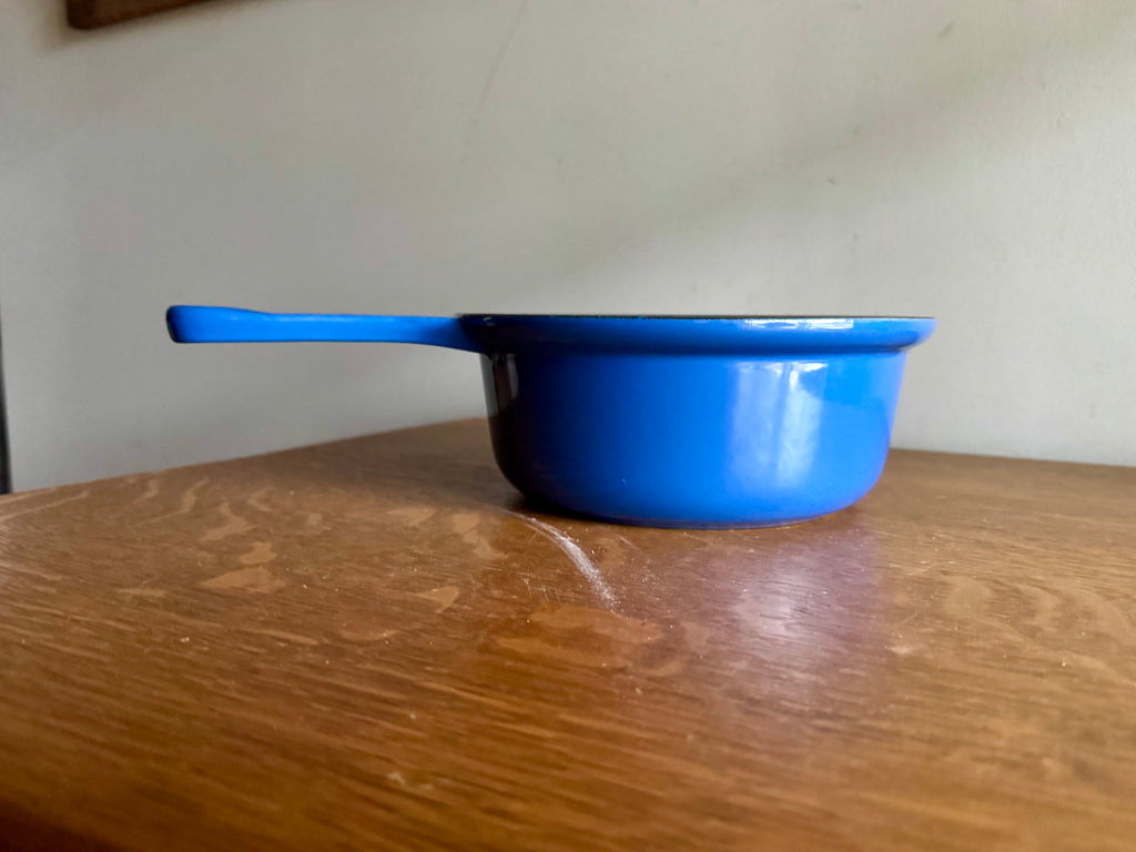 Vtg Le Creuset France Enamel Cast Iron Sauce Pan #22 Blue Non Stick