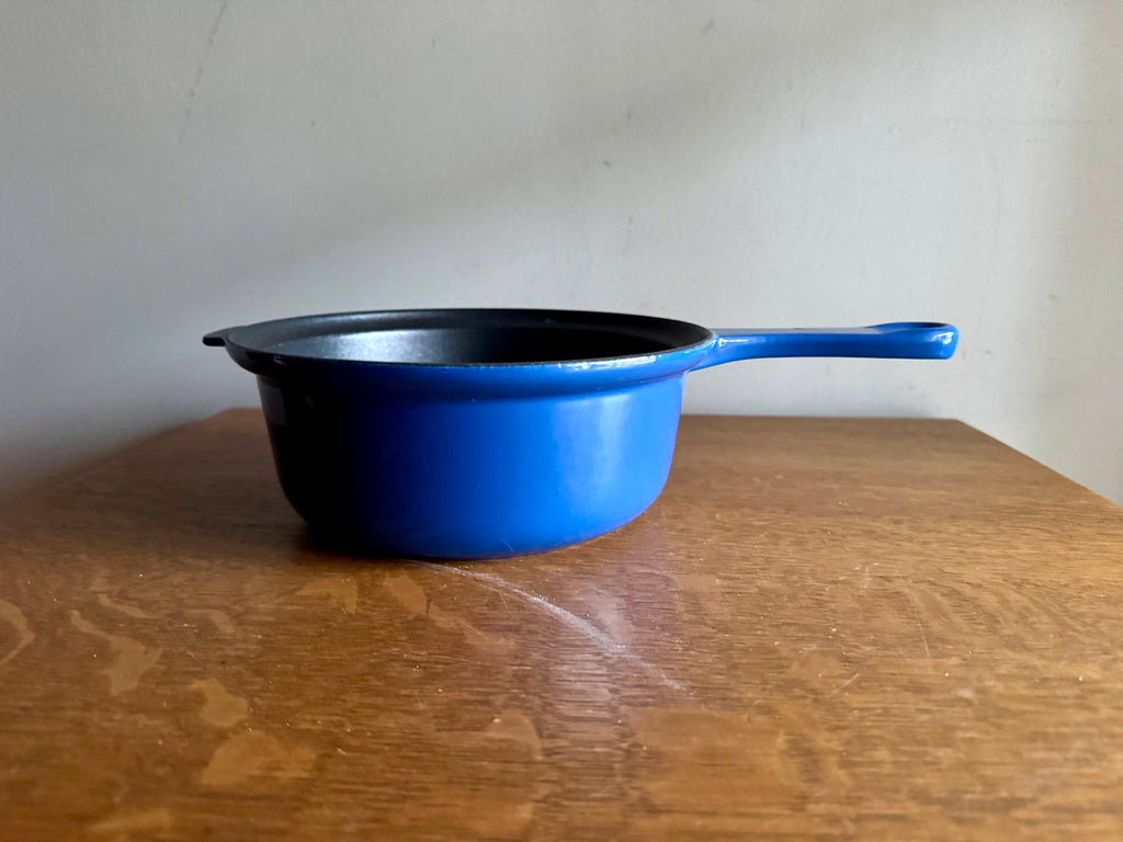 Vtg Le Creuset France Enamel Cast Iron Sauce Pan #22 Blue Non Stick