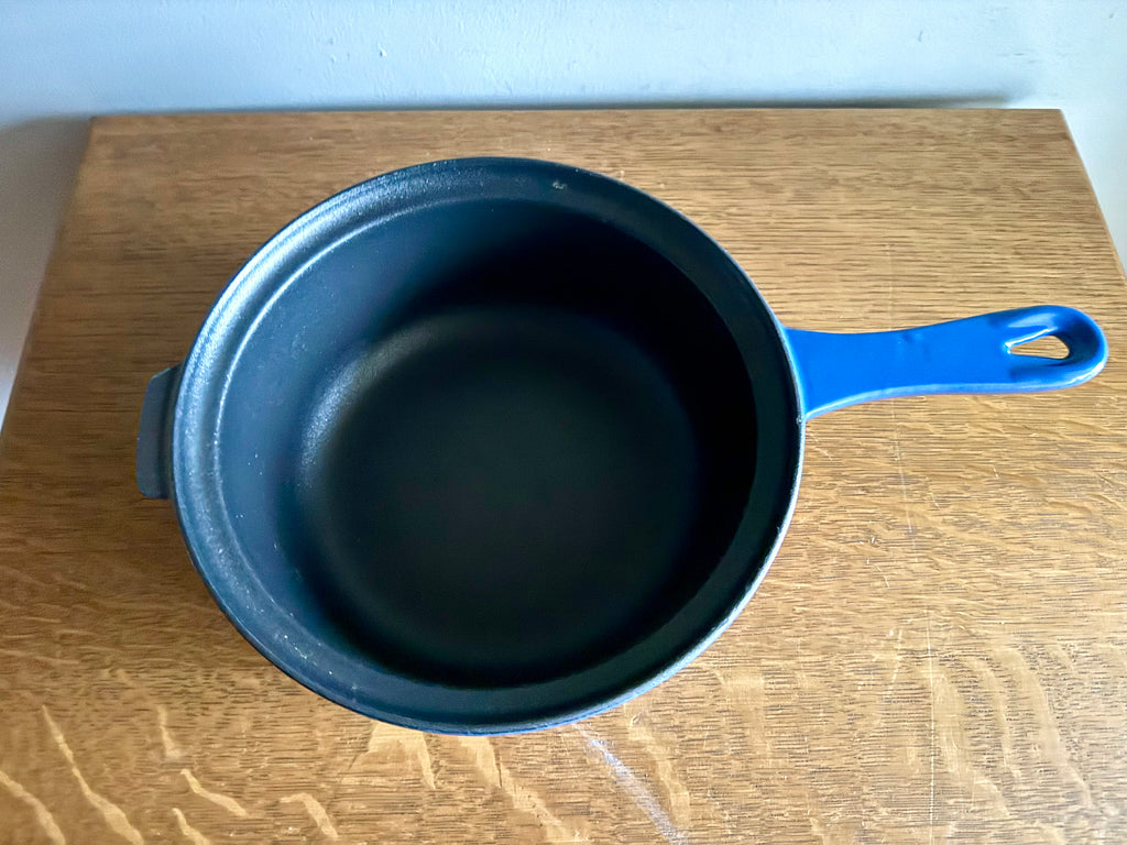 Vtg Le Creuset France Enamel Cast Iron Sauce Pan #22 Blue Non Stick