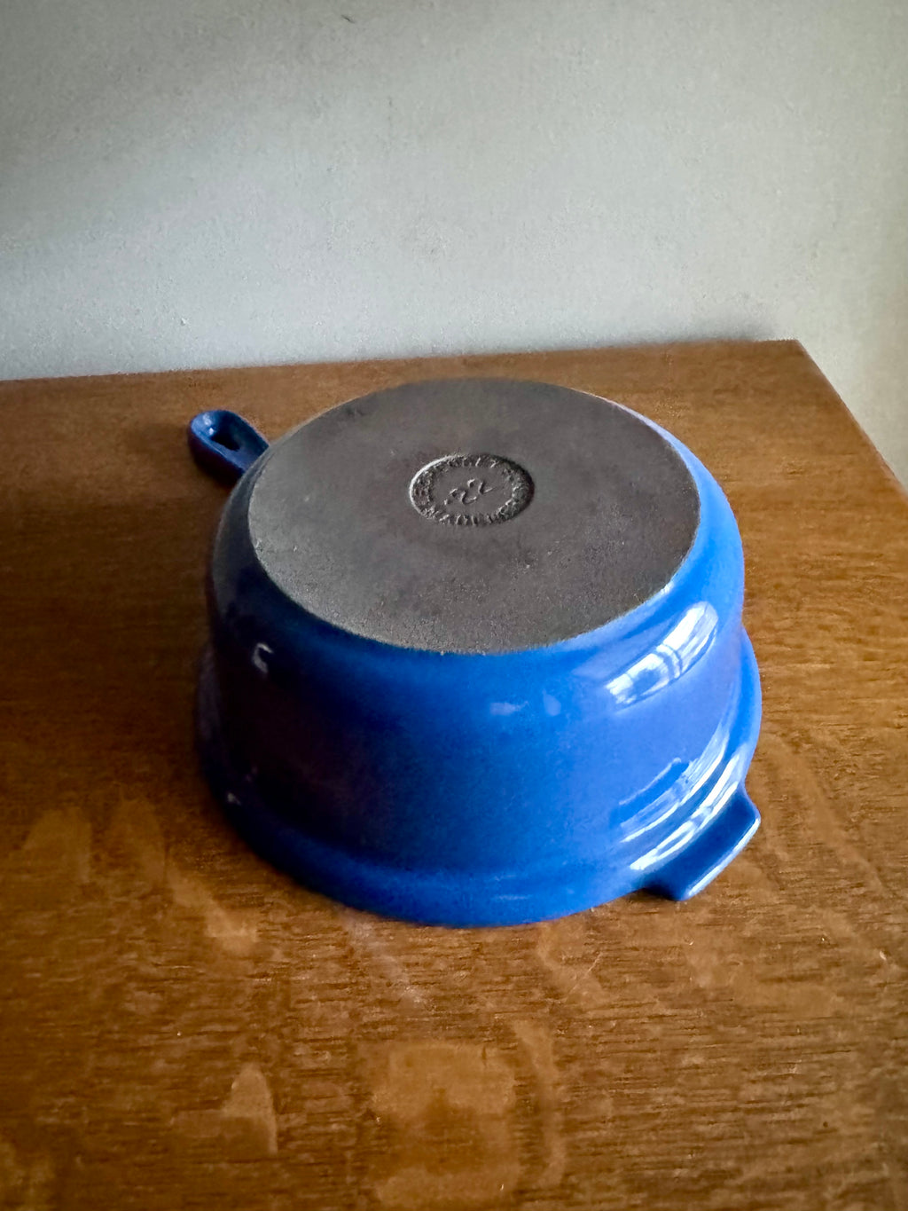 Vtg Le Creuset France Enamel Cast Iron Sauce Pan #22 Blue Non Stick