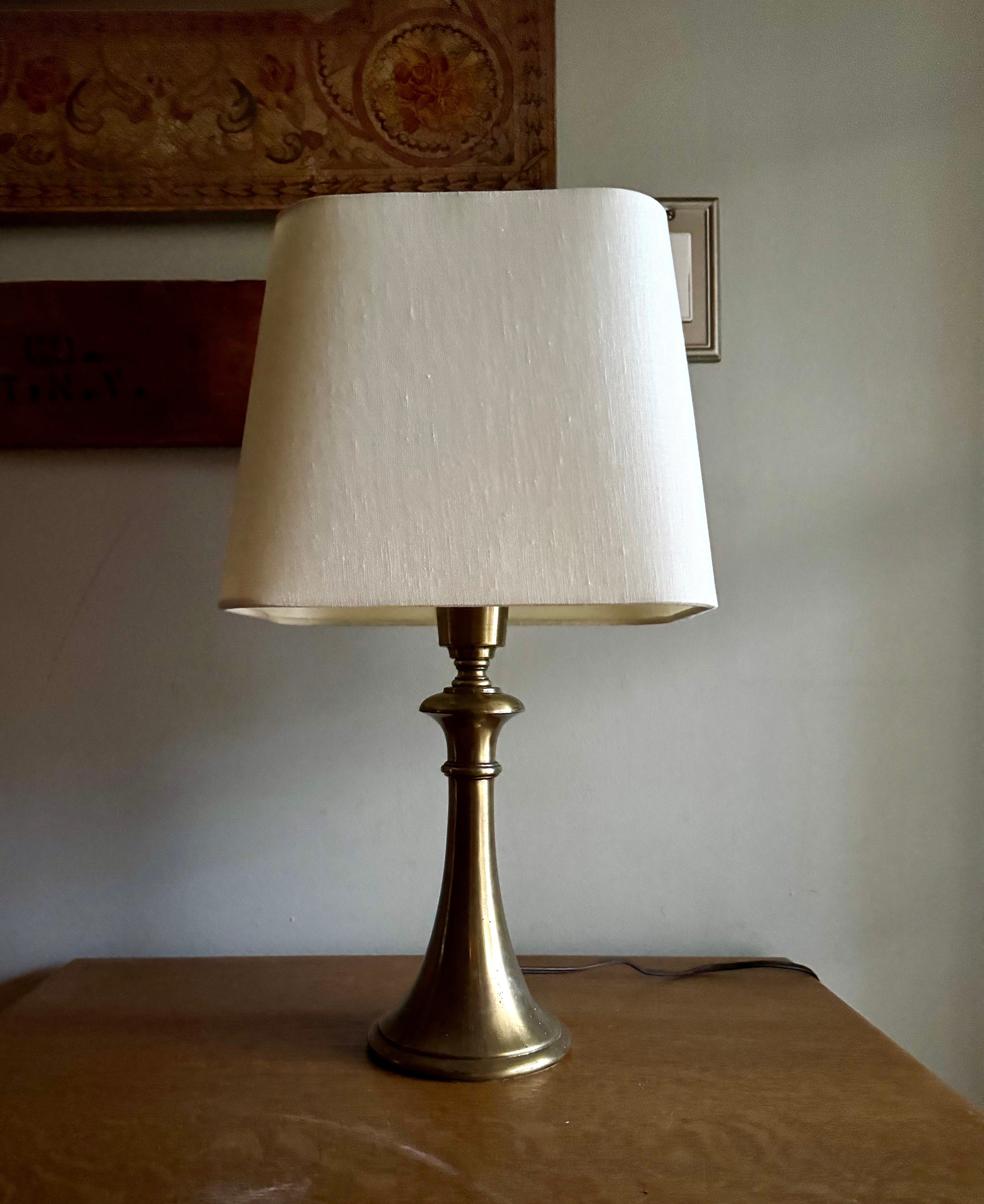 Vtg Brushed Brass Small Pillar Lamp | Brass Accent Lamp (Shade not Included)