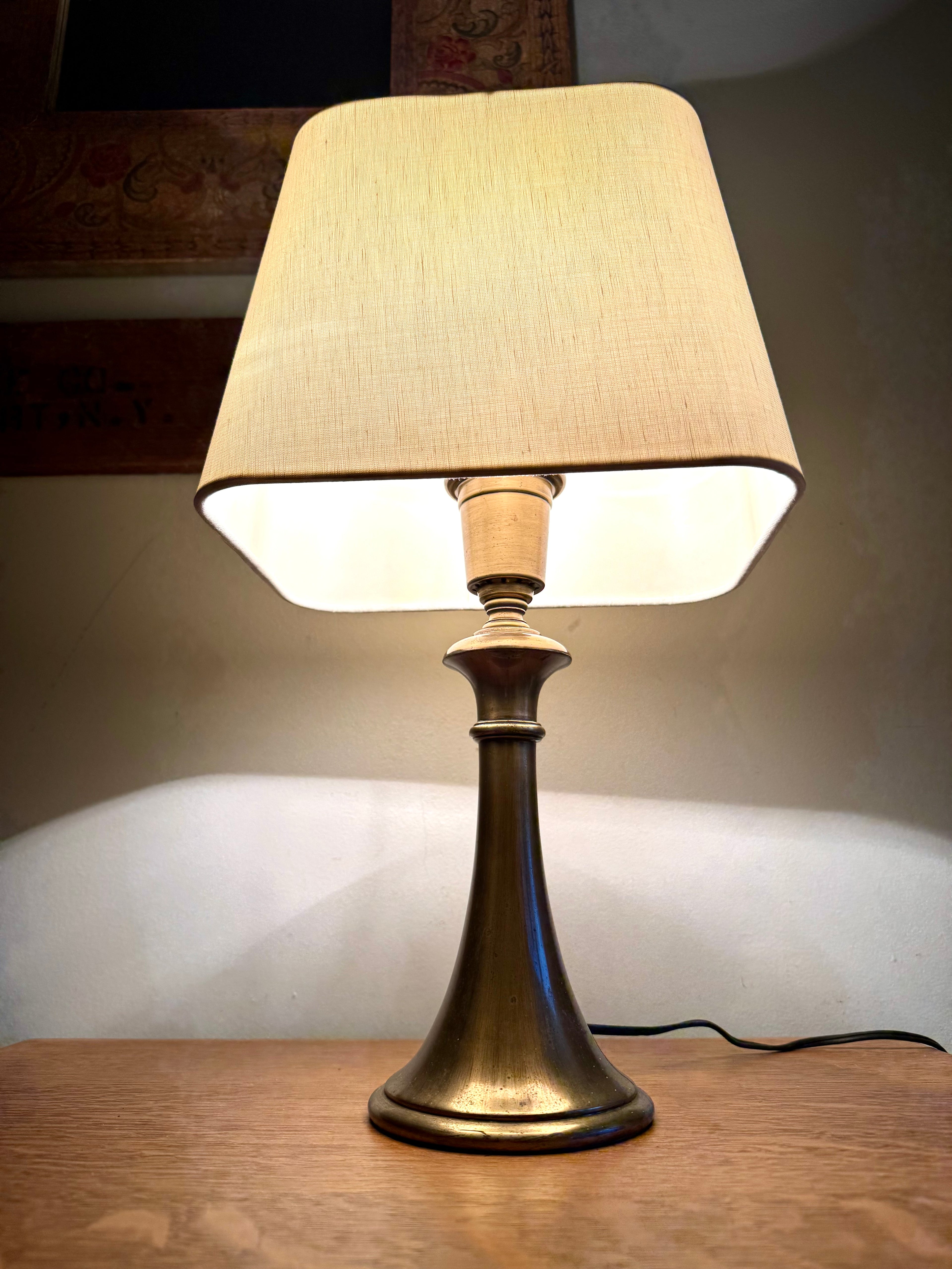 Vtg Brushed Brass Small Pillar Lamp | Brass Accent Lamp (Shade not Included)
