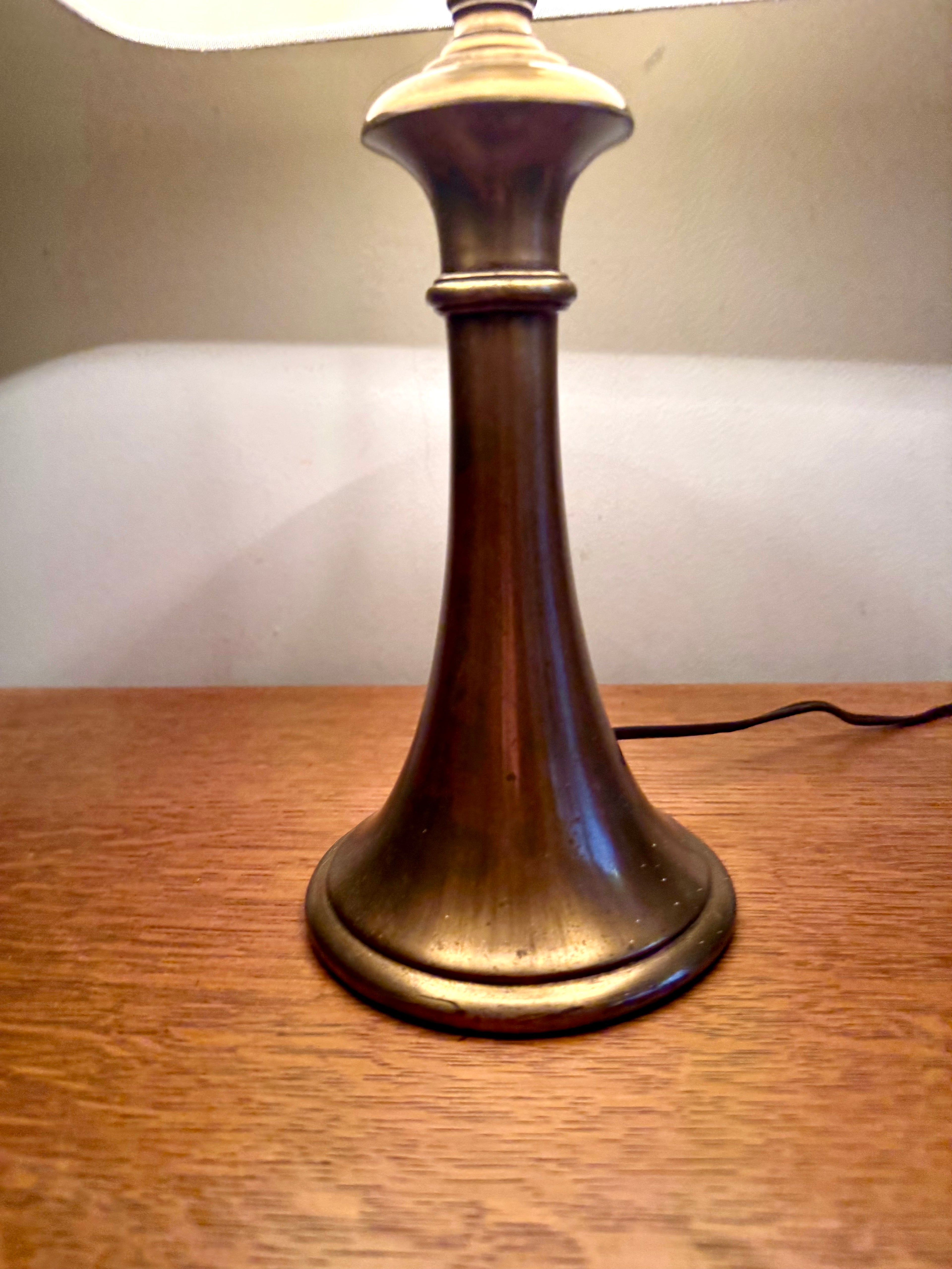 Vtg Brushed Brass Small Pillar Lamp | Brass Accent Lamp (Shade not Included)