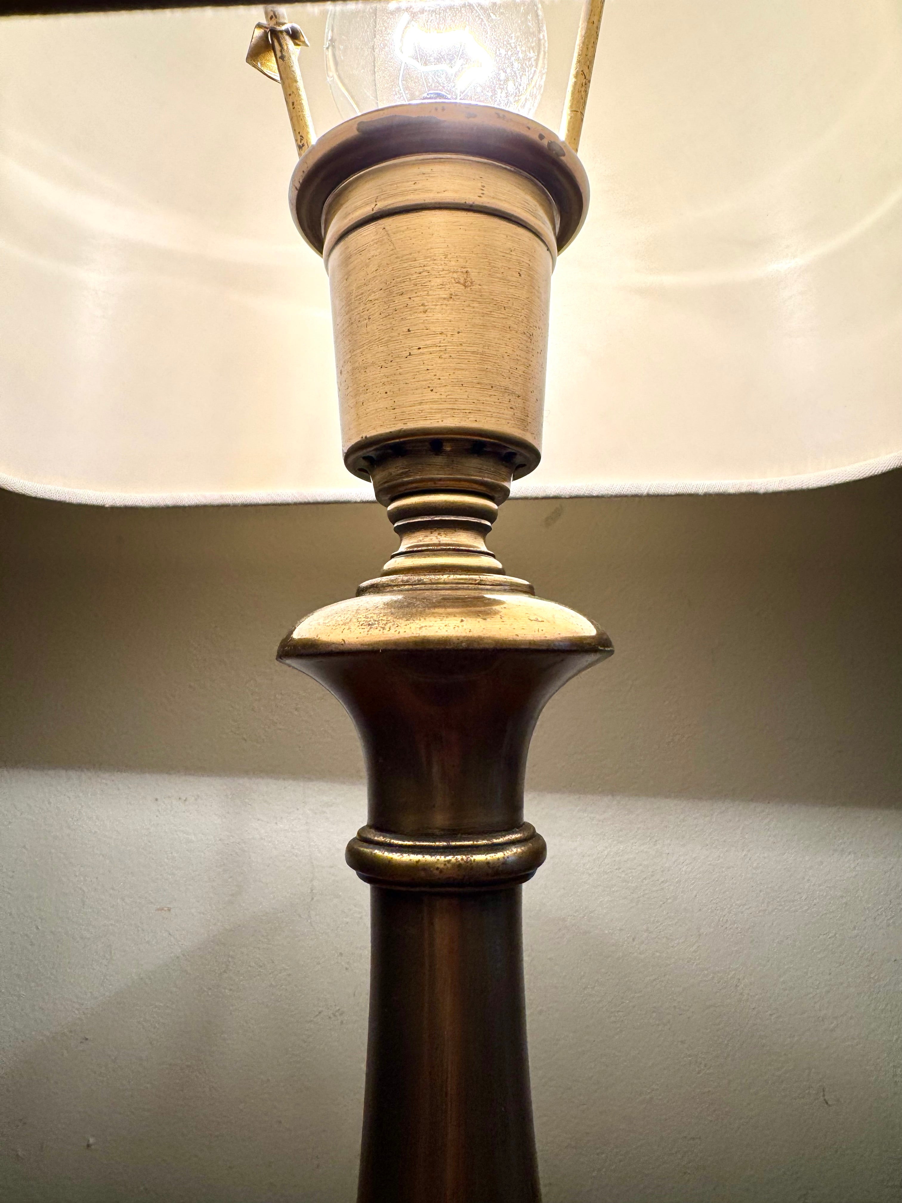 Vtg Brushed Brass Small Pillar Lamp | Brass Accent Lamp (Shade not Included)
