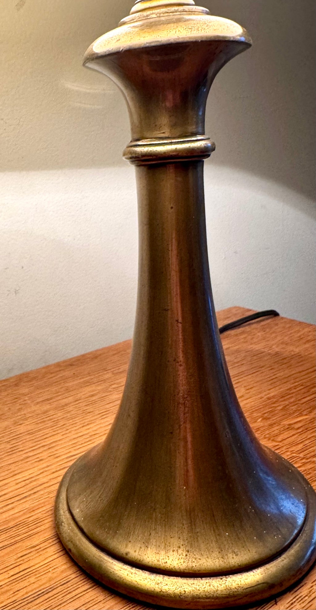 Vtg Brushed Brass Small Pillar Lamp | Brass Accent Lamp (Shade not Included)