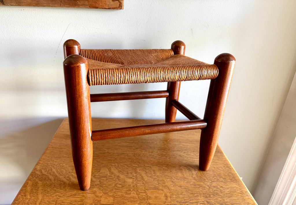 Vtg E.A. Clore Rush Top Footrest | Shaker Style Rush Footstool