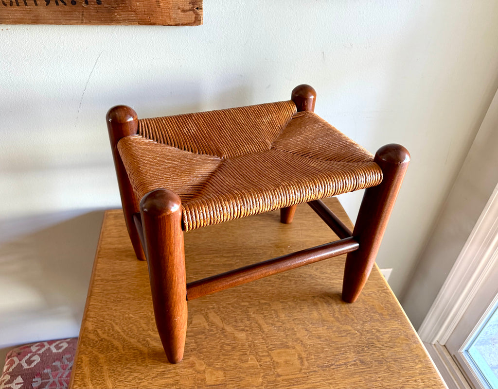 Vtg E.A. Clore Rush Top Footrest | Shaker Style Rush Footstool