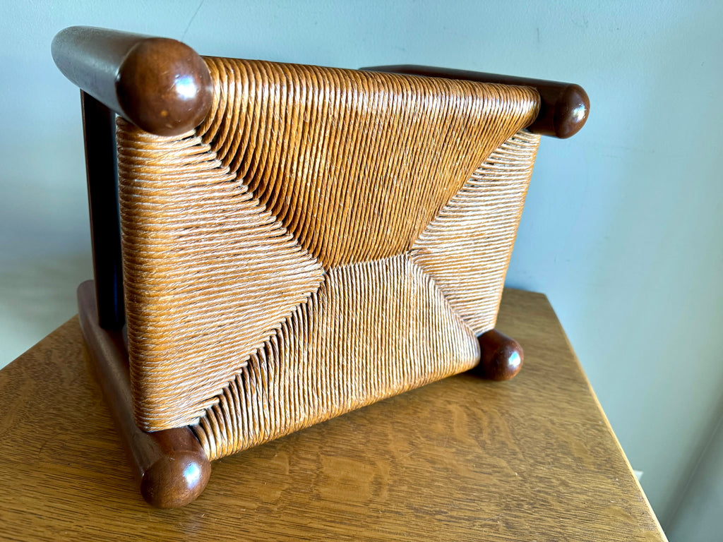 Vtg E.A. Clore Rush Top Footrest | Shaker Style Rush Footstool