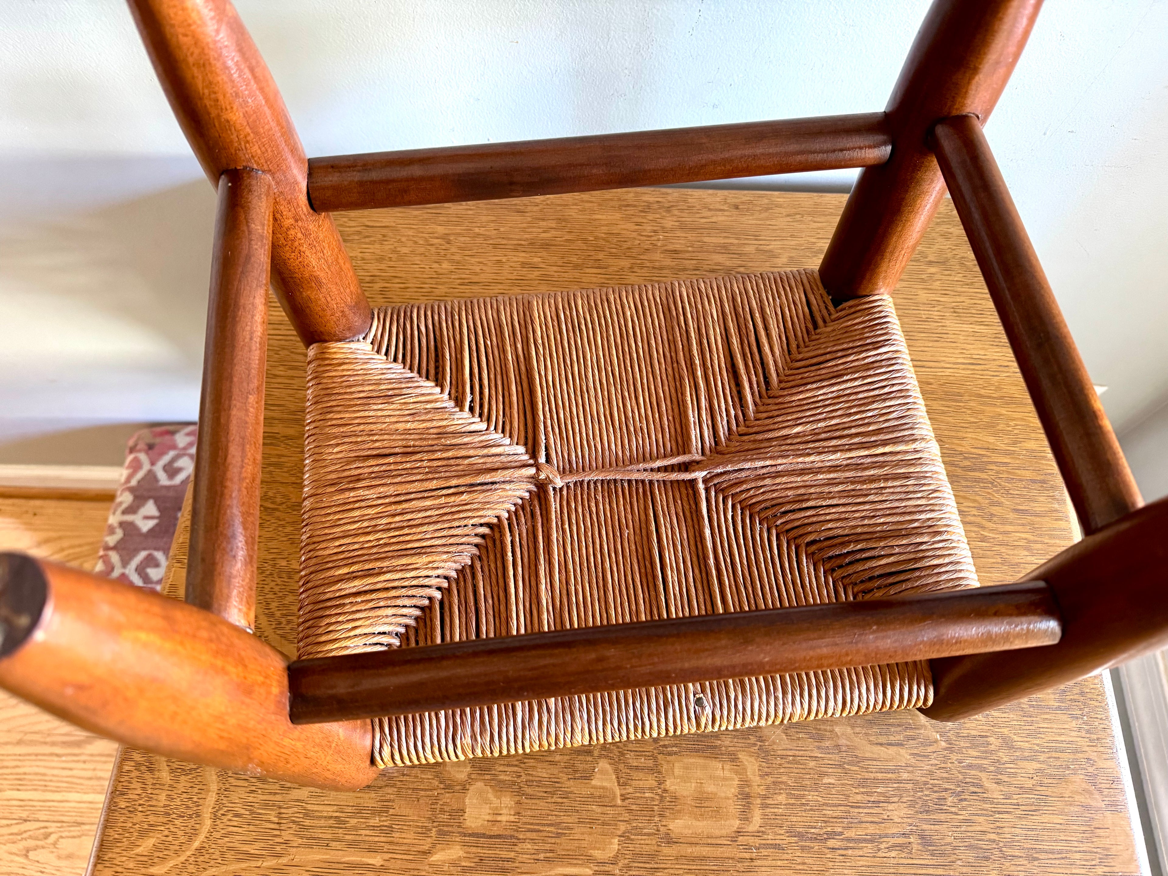 Vtg E.A. Clore Rush Top Footrest | Shaker Style Rush Footstool