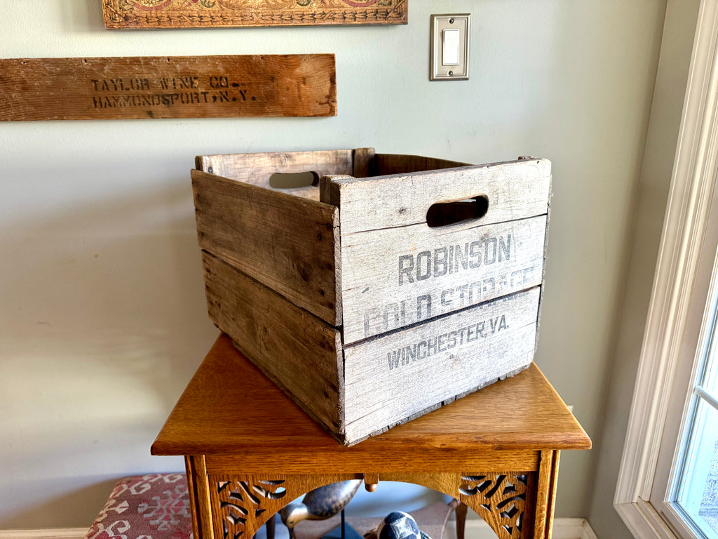 Distressed Wooden Robinson Cold Storage Crate | Winchester VA Wooden Crate
