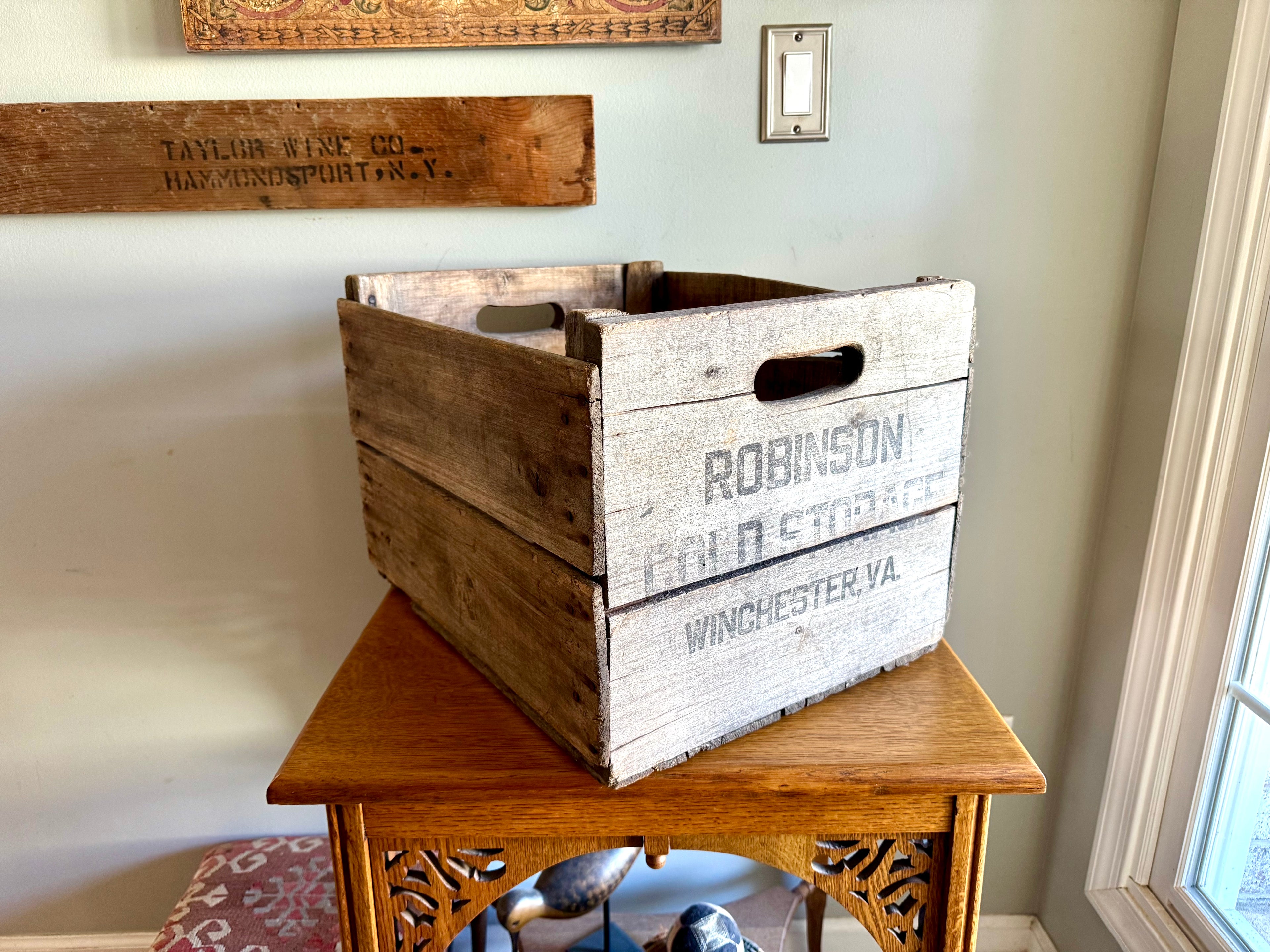 Distressed Wooden Robinson Cold Storage Crate | Winchester VA Wooden Crate