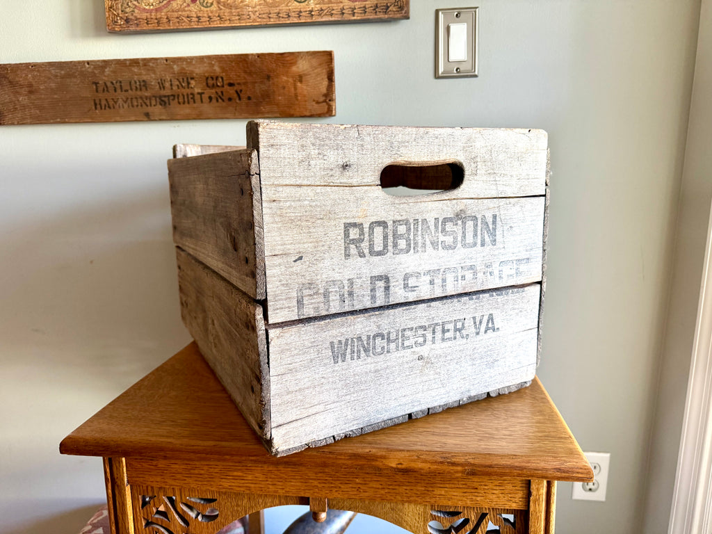 Distressed Wooden Robinson Cold Storage Crate | Winchester VA Wooden Crate