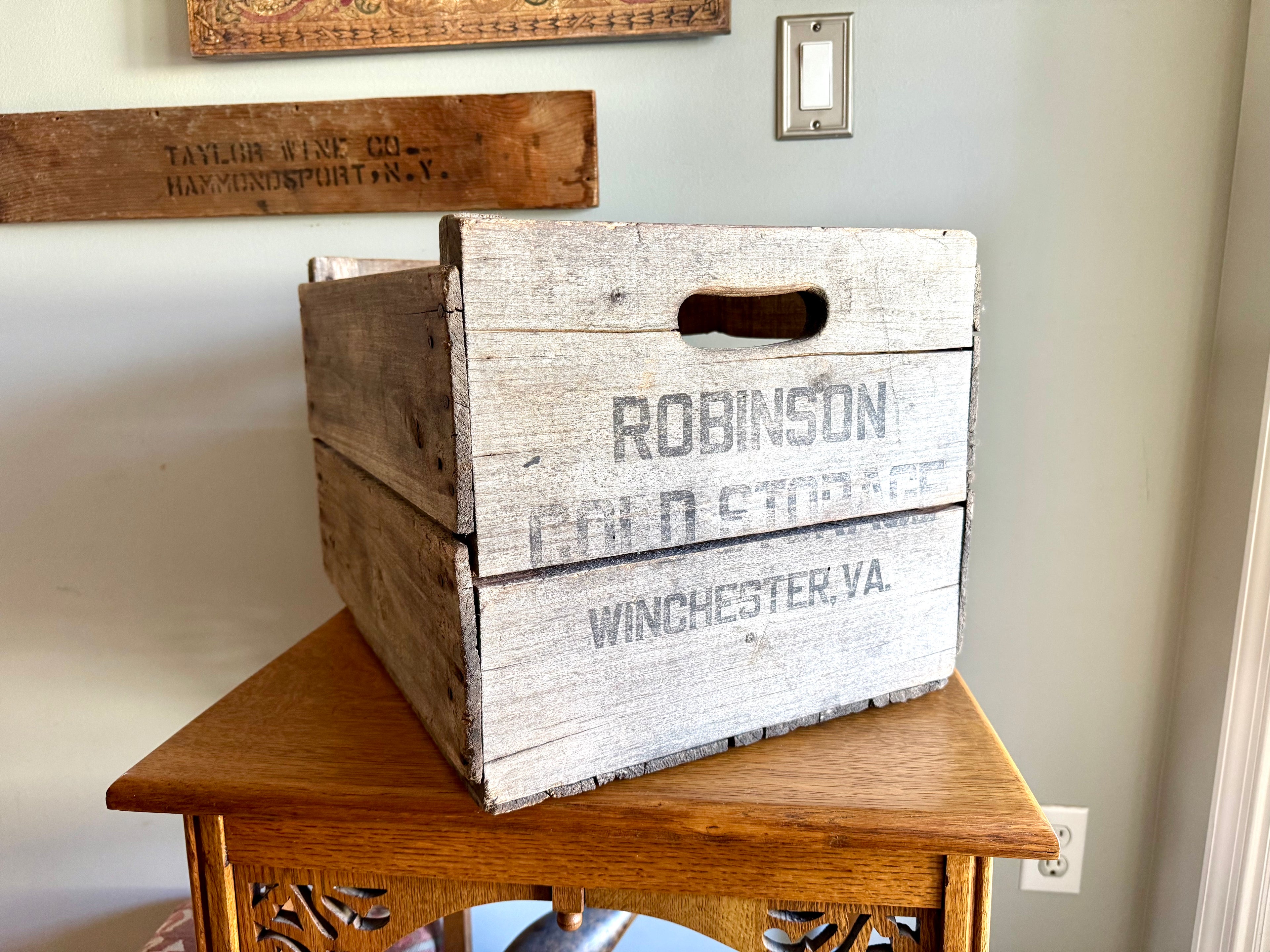 Distressed Wooden Robinson Cold Storage Crate | Winchester VA Wooden Crate