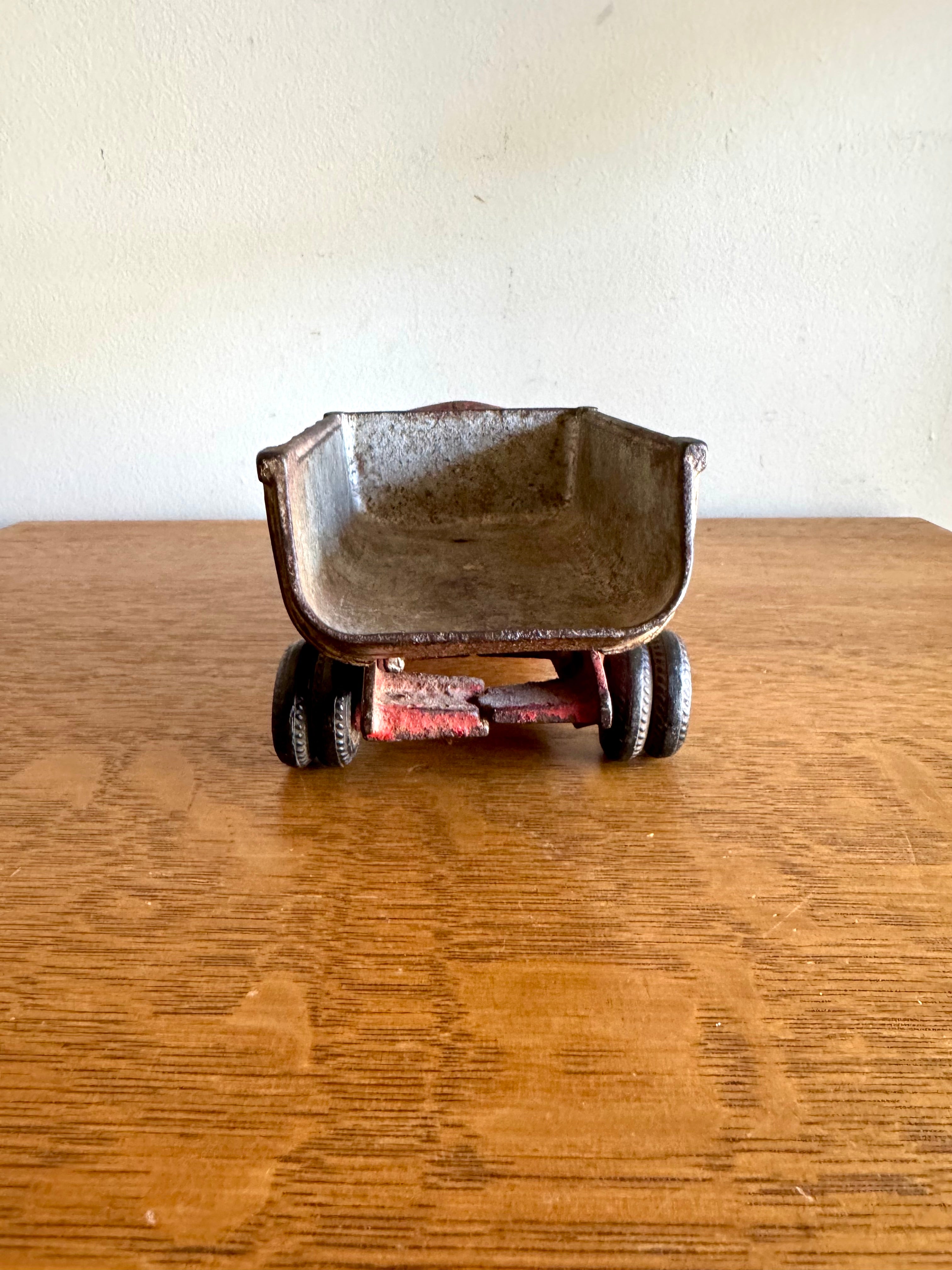 1930's Arcade Cast Iron International Dump Truck | Red Arcade International Cast Iron Truck (No front wheels)