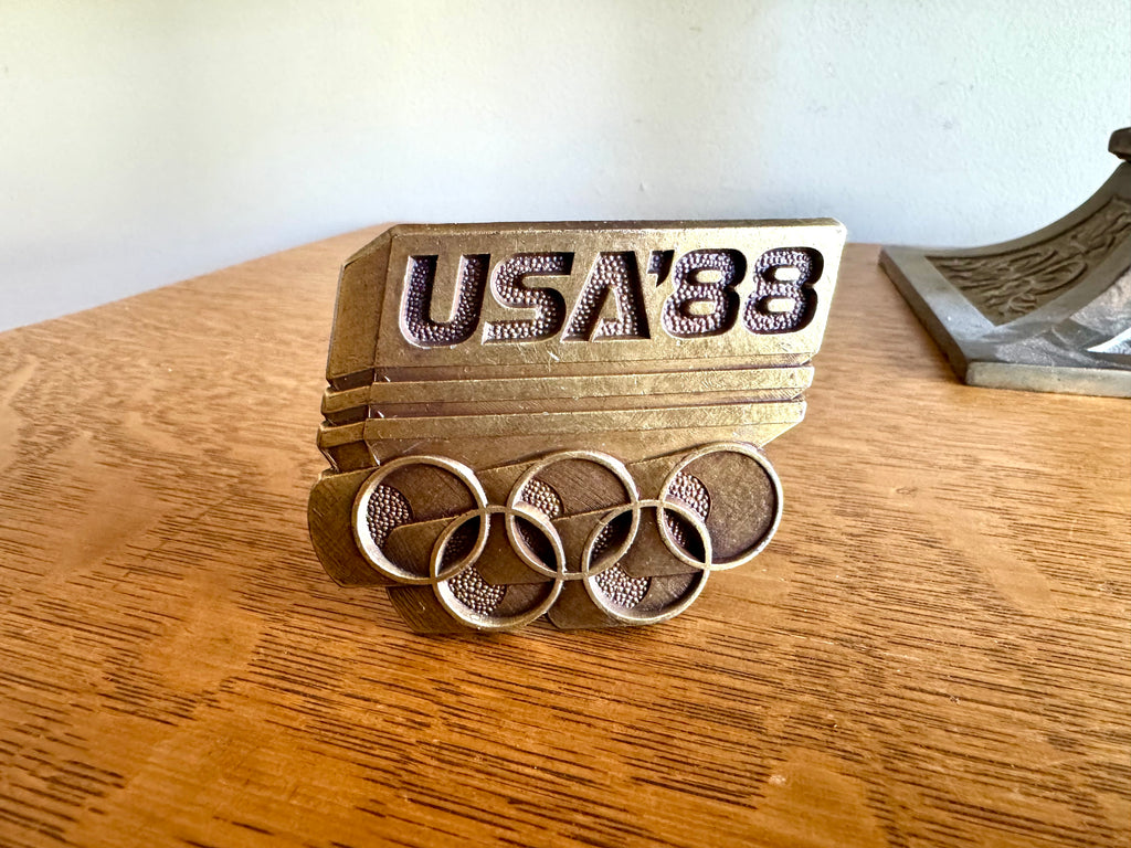 Vtg Brass USA Olympics Belt Buckle | 1988 USA Olympics Buckle