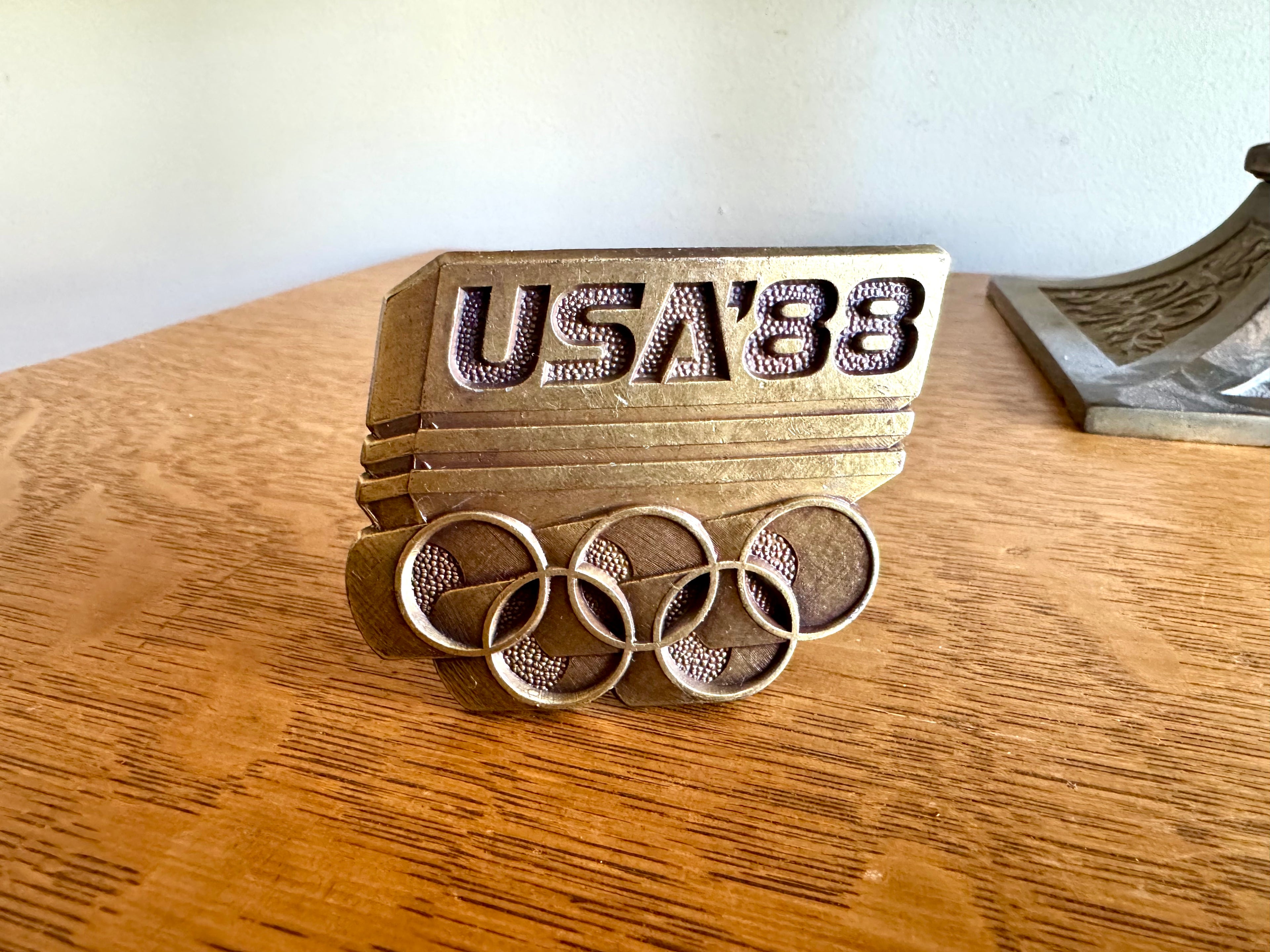 Vtg Brass USA Olympics Belt Buckle | 1988 USA Olympics Buckle