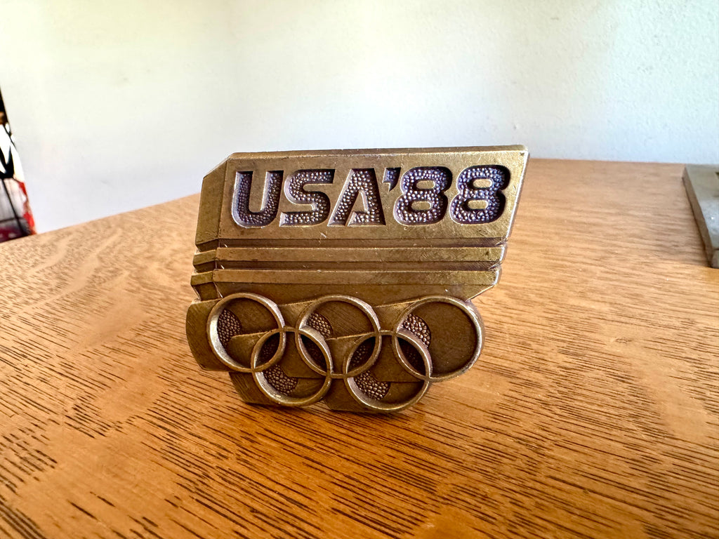 Vtg Brass USA Olympics Belt Buckle | 1988 USA Olympics Buckle