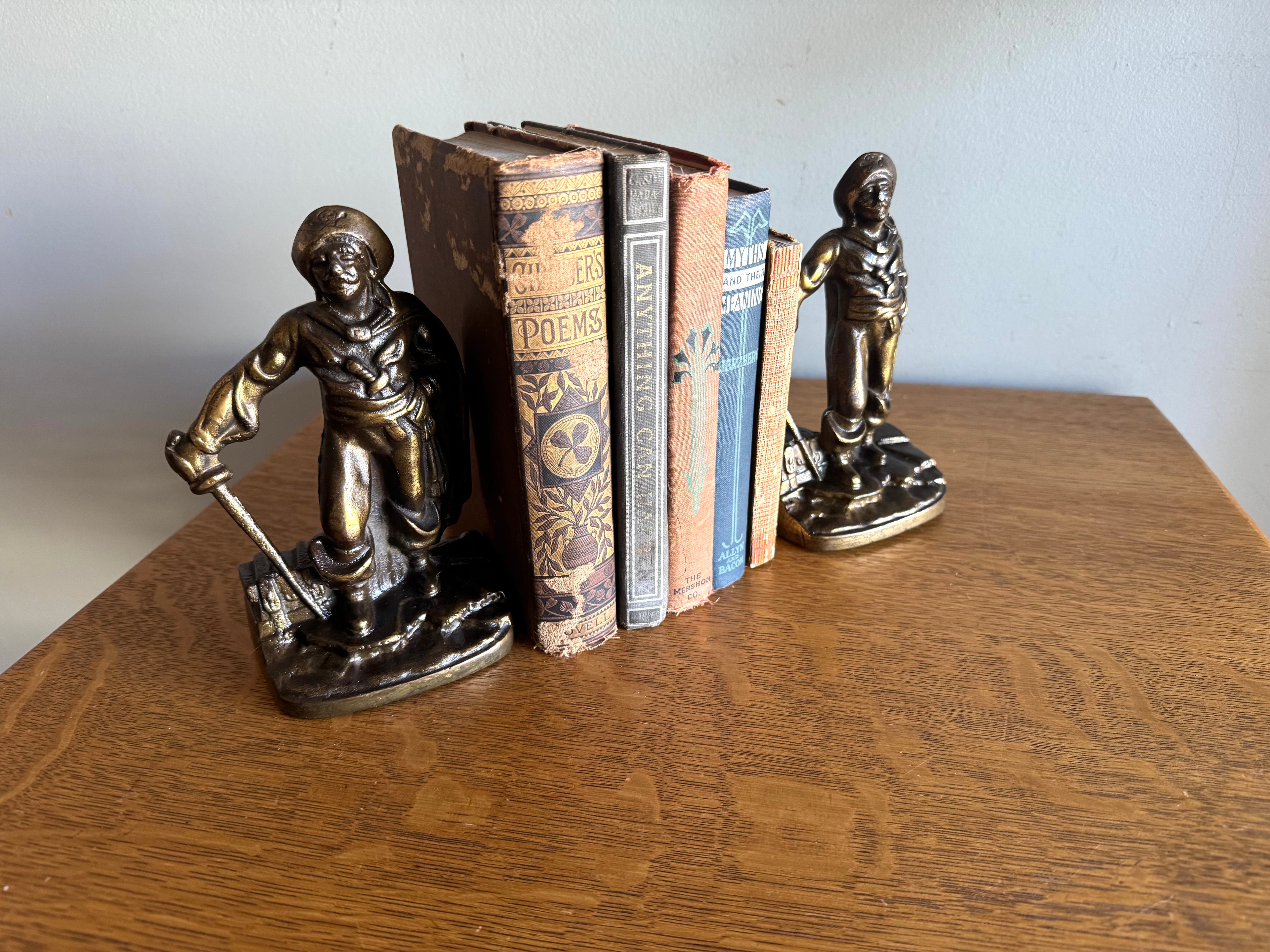 Vtg Pair of Bronze Clad Pirate Bookends | Swashbuckler Pirate Bookends