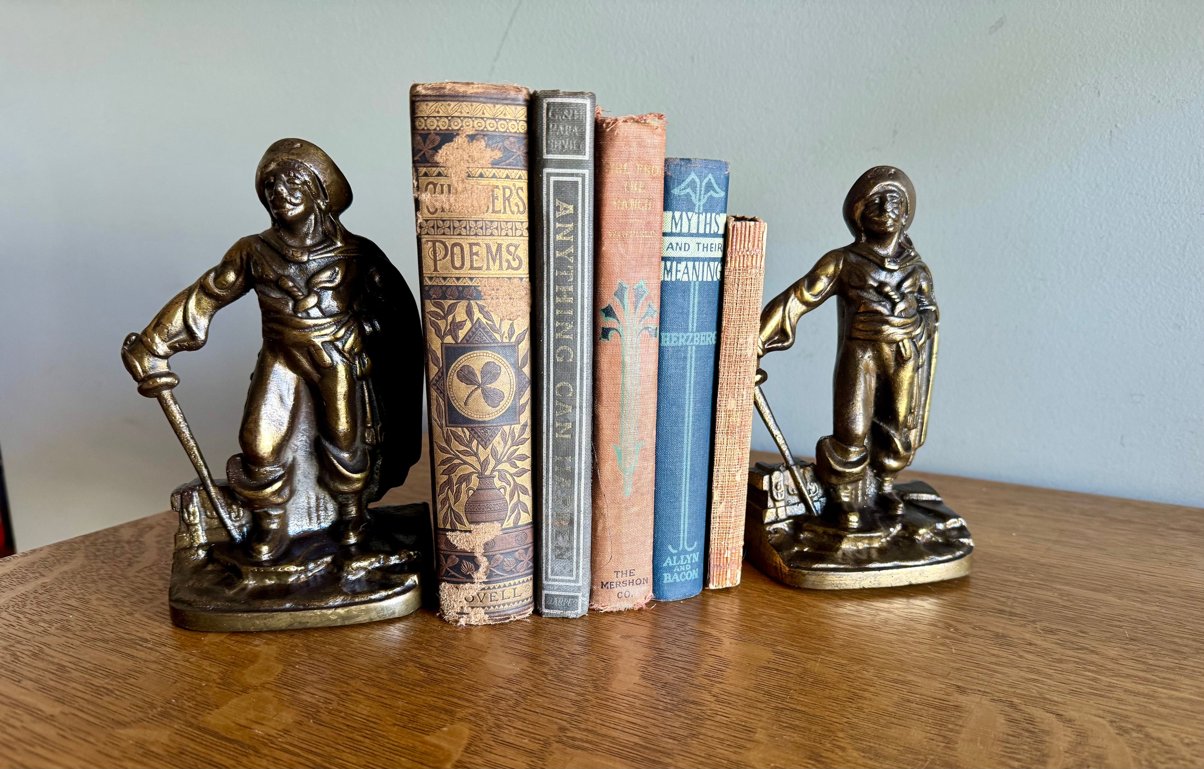 Vtg Pair of Bronze Clad Pirate Bookends | Swashbuckler Pirate Bookends