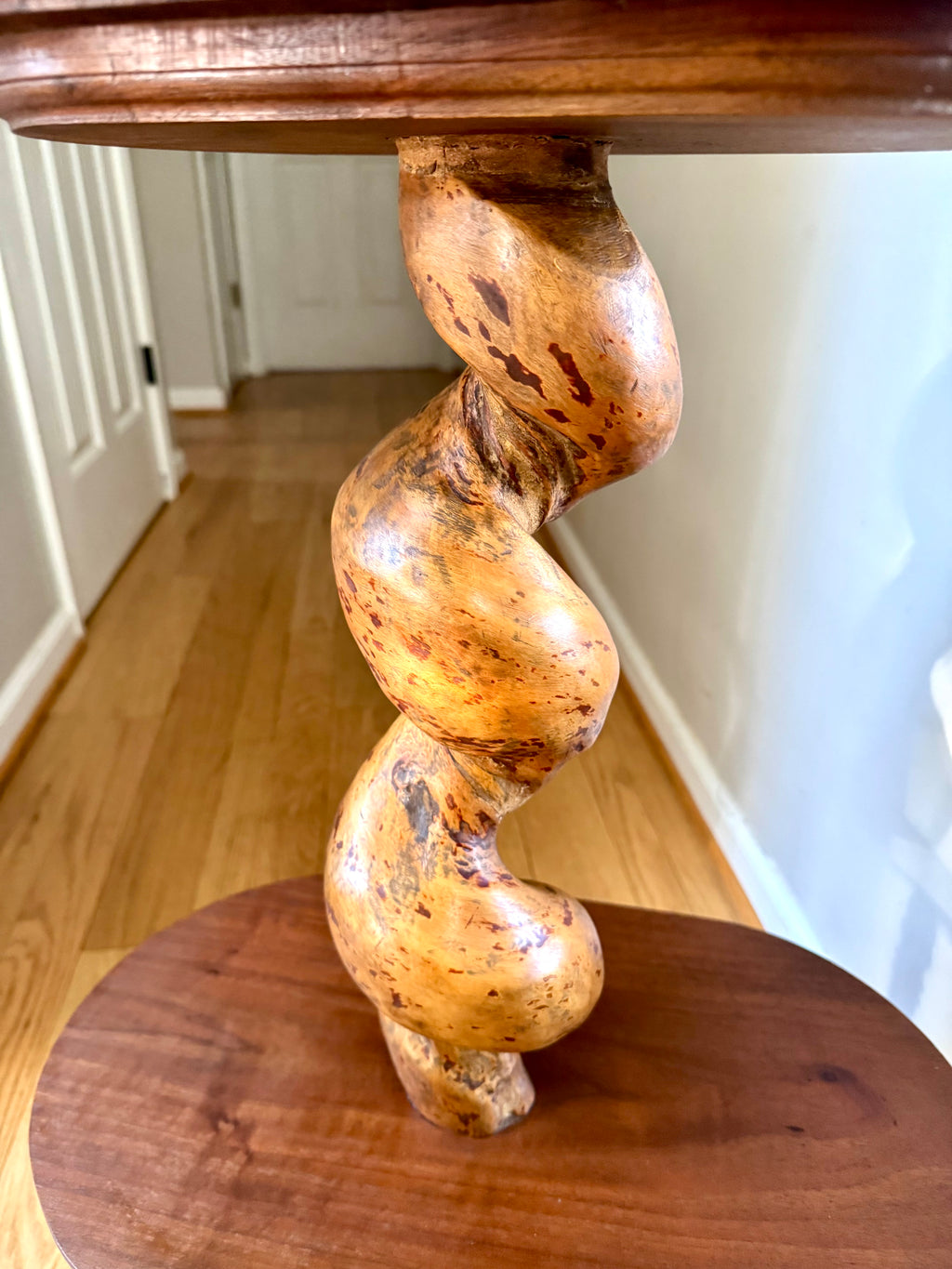 Vtg Wooden 2 Tiered Barley Twist Table | Turned Wood legged Unique Table
