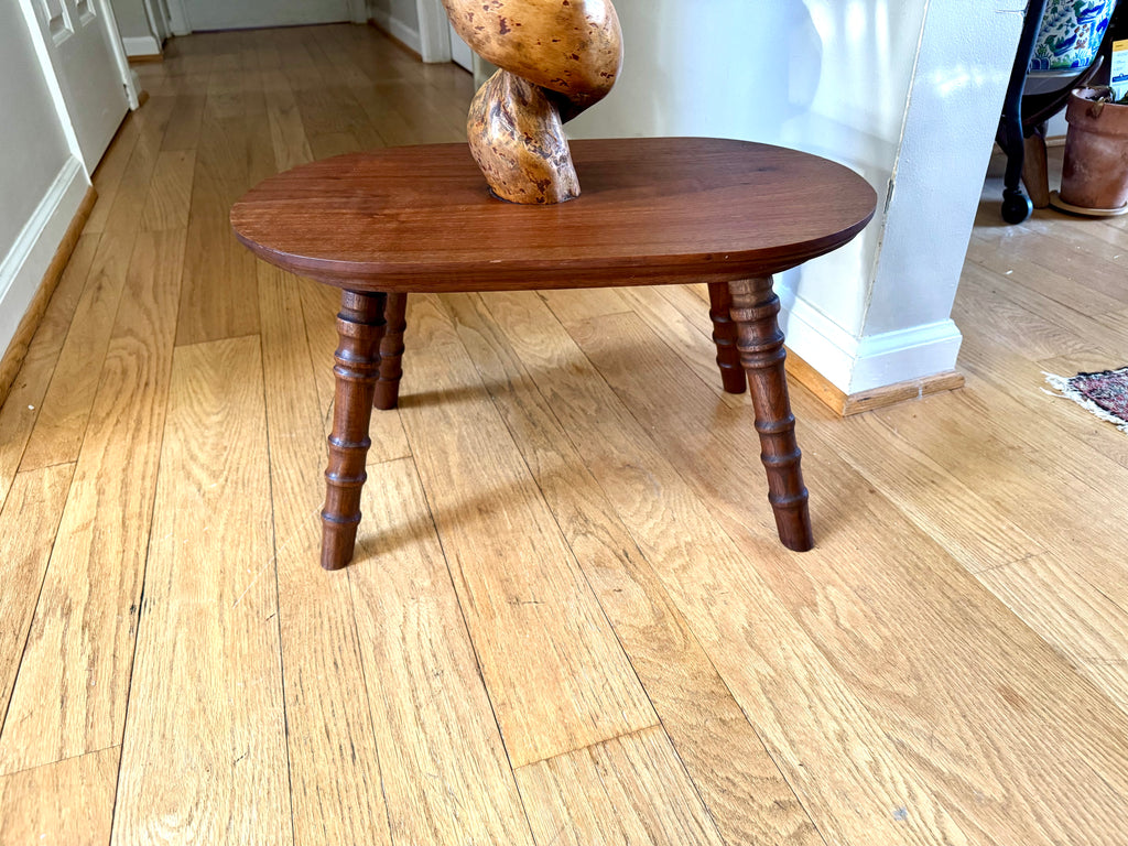 Vtg Wooden 2 Tiered Barley Twist Table | Turned Wood legged Unique Table