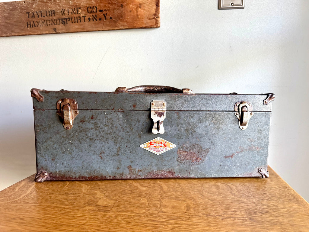 Vtg S-K Tools Distressed Toolbox | Rustic Sherman-Klove Toolbox with Caddy