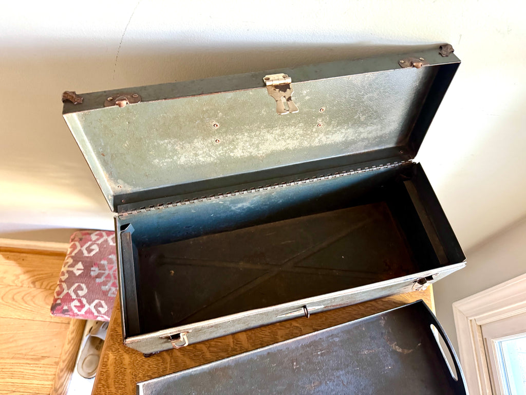 Vtg S-K Tools Distressed Toolbox | Rustic Sherman-Klove Toolbox with Caddy