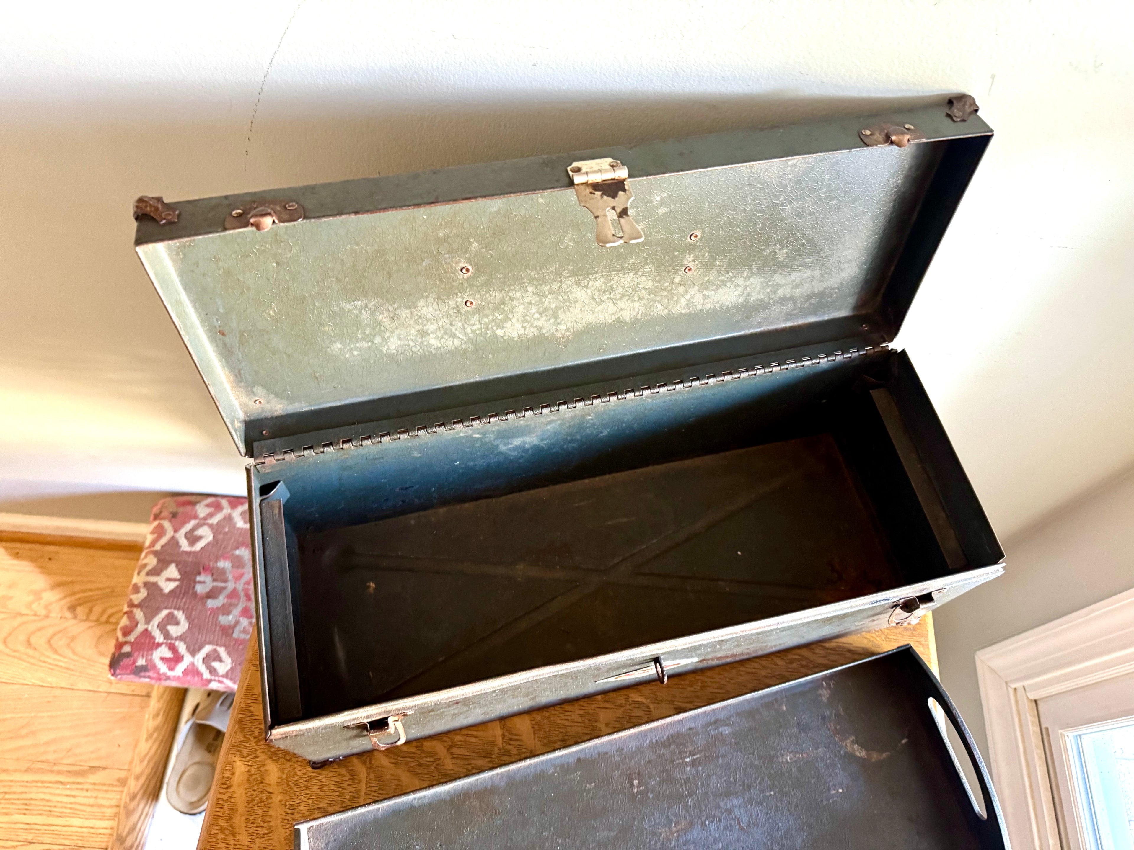Vtg S-K Tools Distressed Toolbox | Rustic Sherman-Klove Toolbox with Caddy