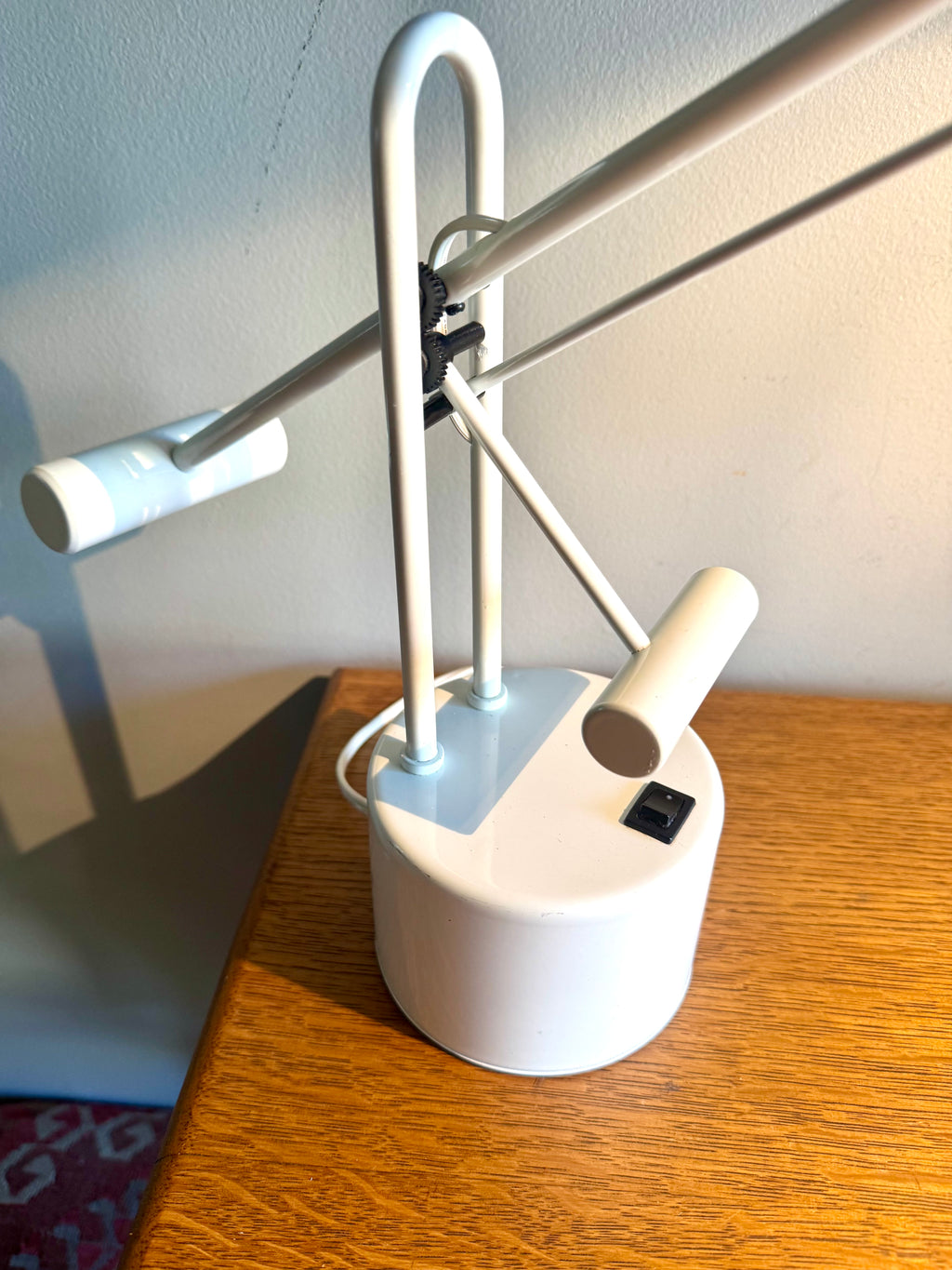 Vtg Post-modern Counter Balance Desk Lamp | White Articulating Desk Lamp