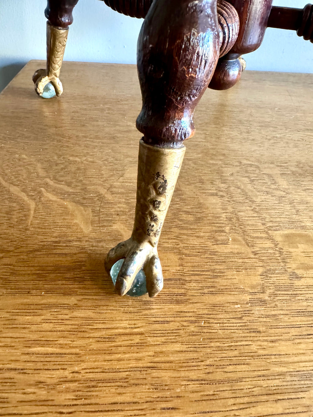 Antique Wooden Claw Foot  Piano Stool | Glass Ball Claw Foot Adjustable Piano Stool