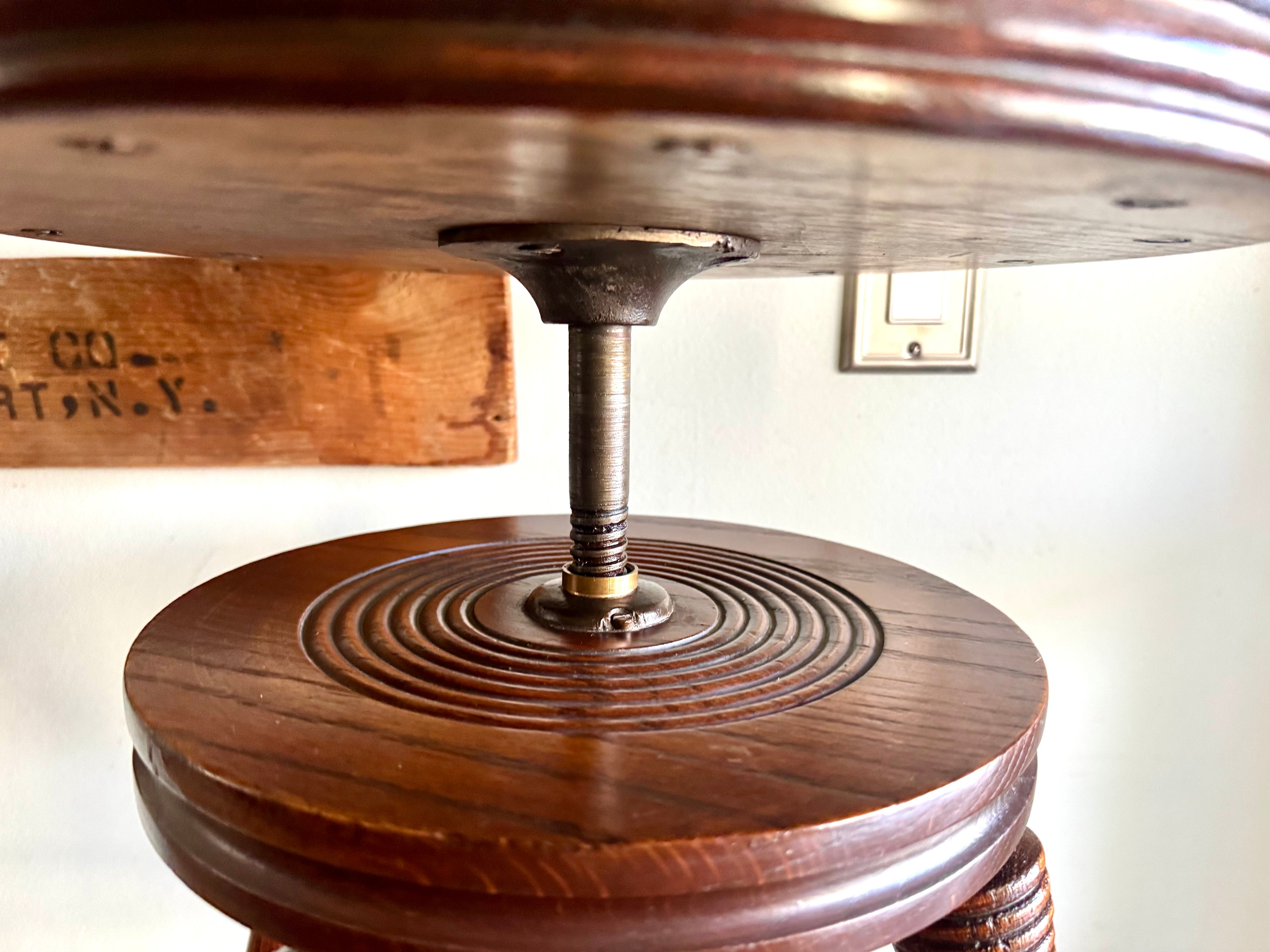 Antique Wooden Claw Foot  Piano Stool | Glass Ball Claw Foot Adjustable Piano Stool