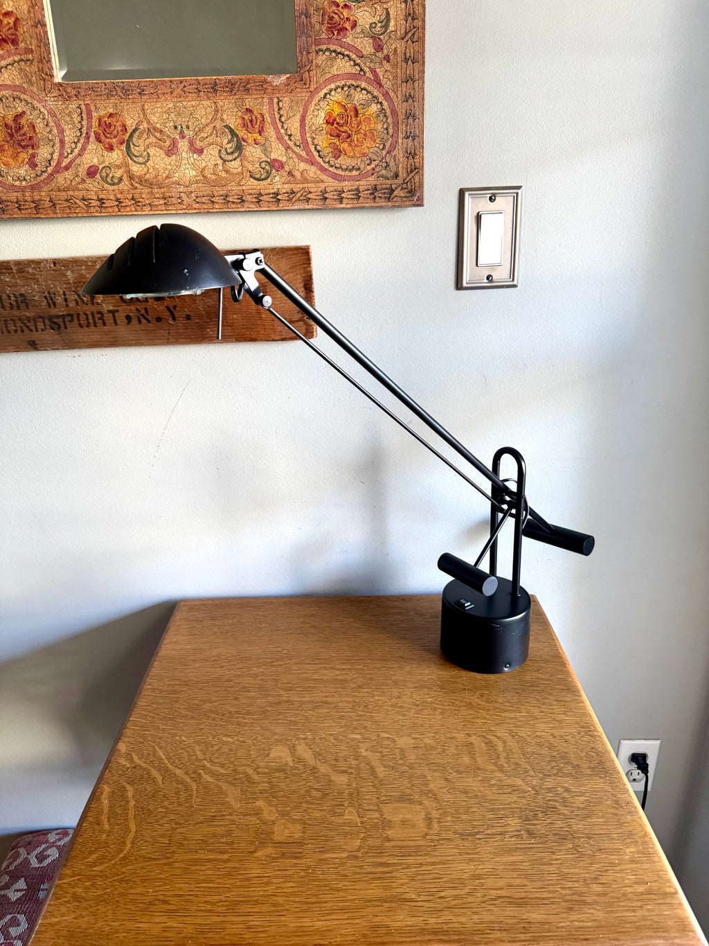 Vtg Post-modern Counter Balance Desk Lamp | Black Articulating Desk Lamp
