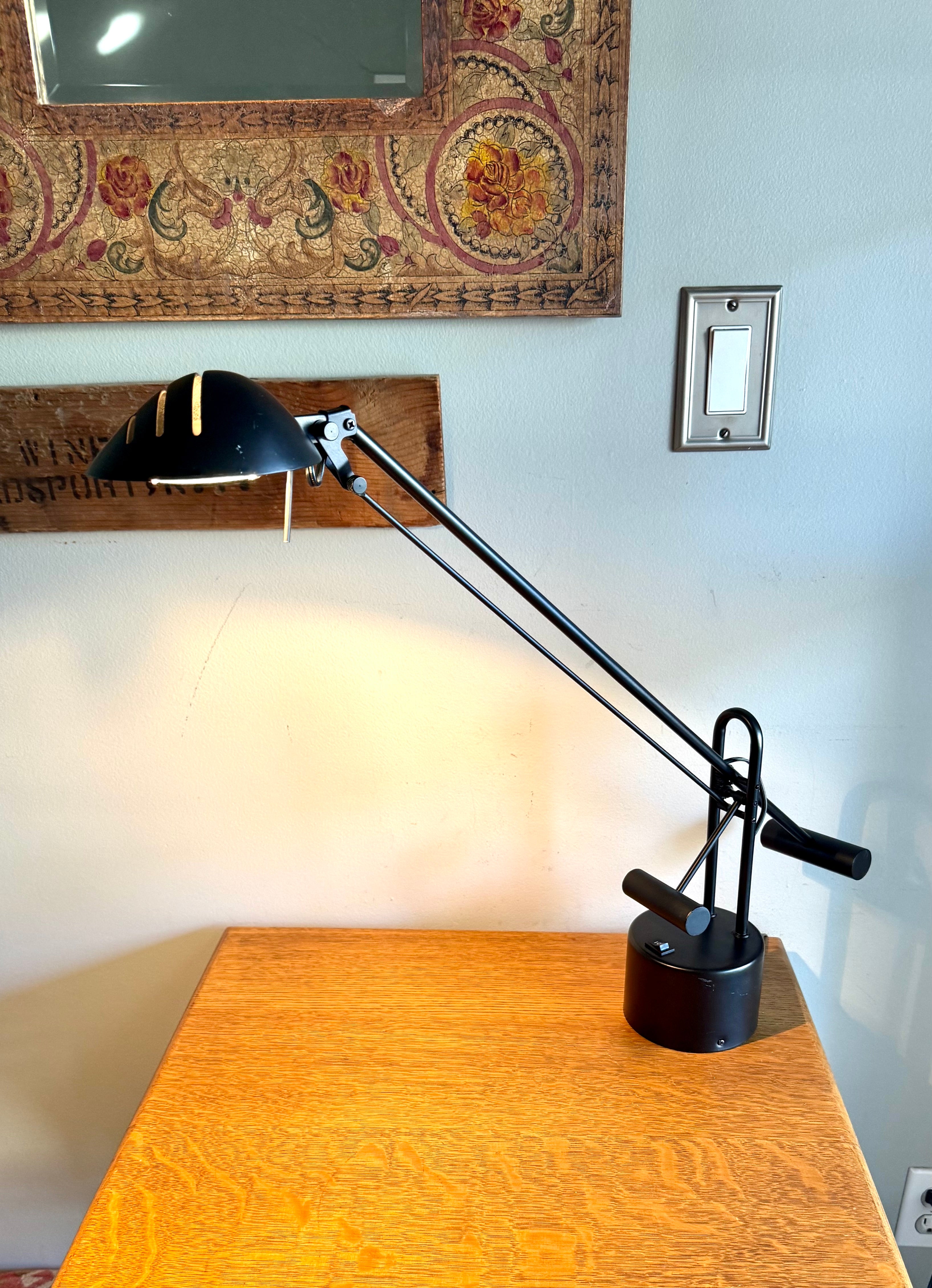Vtg Post-modern Counter Balance Desk Lamp | Black Articulating Desk Lamp