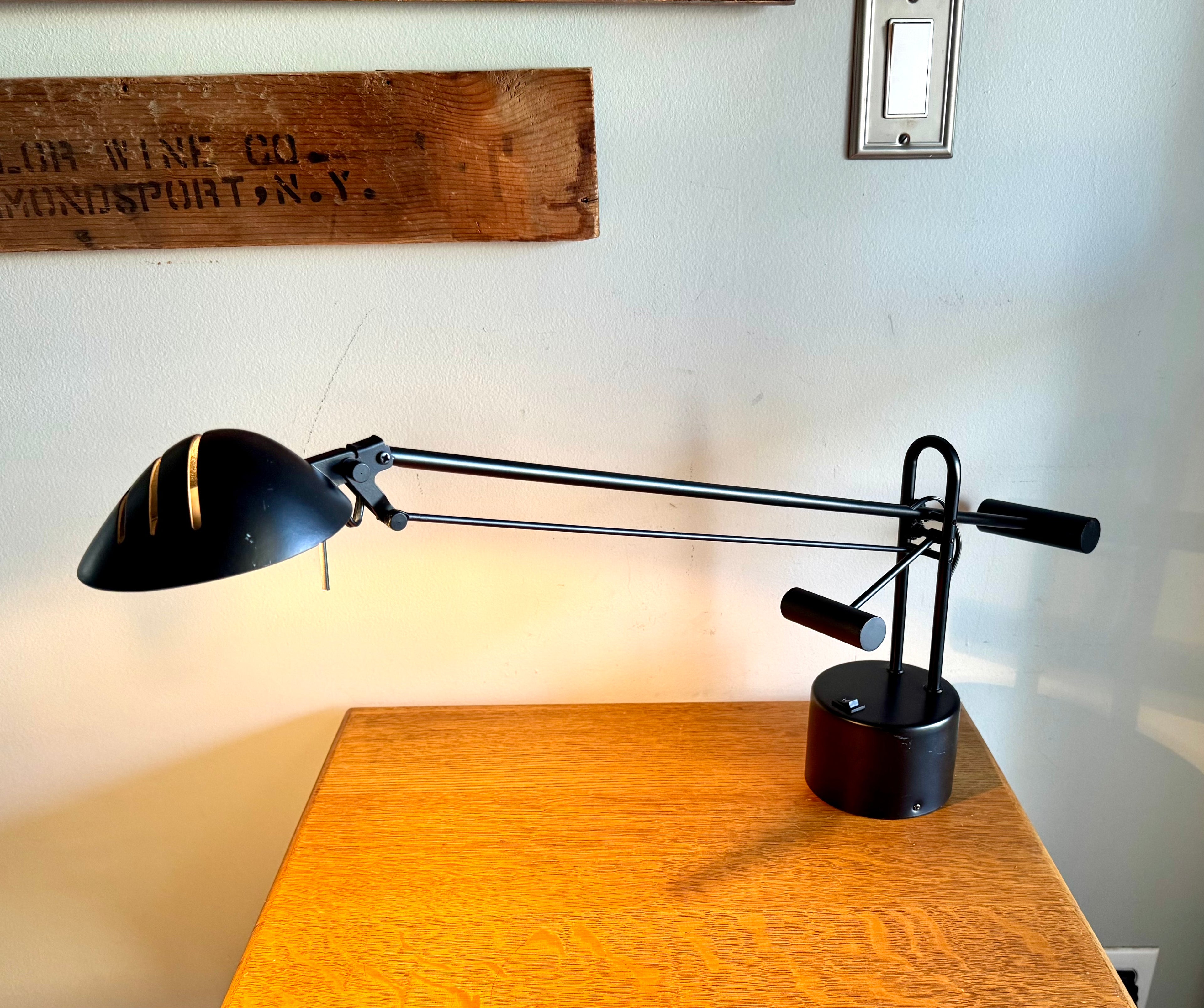 Vtg Post-modern Counter Balance Desk Lamp | Black Articulating Desk Lamp