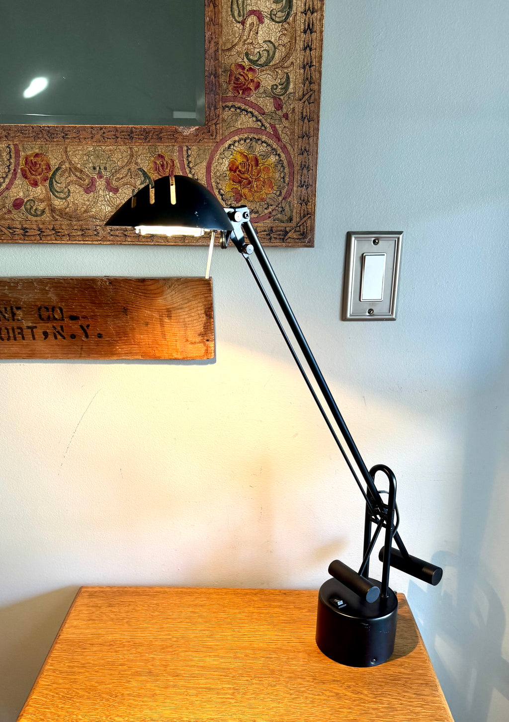 Vtg Post-modern Counter Balance Desk Lamp | Black Articulating Desk Lamp