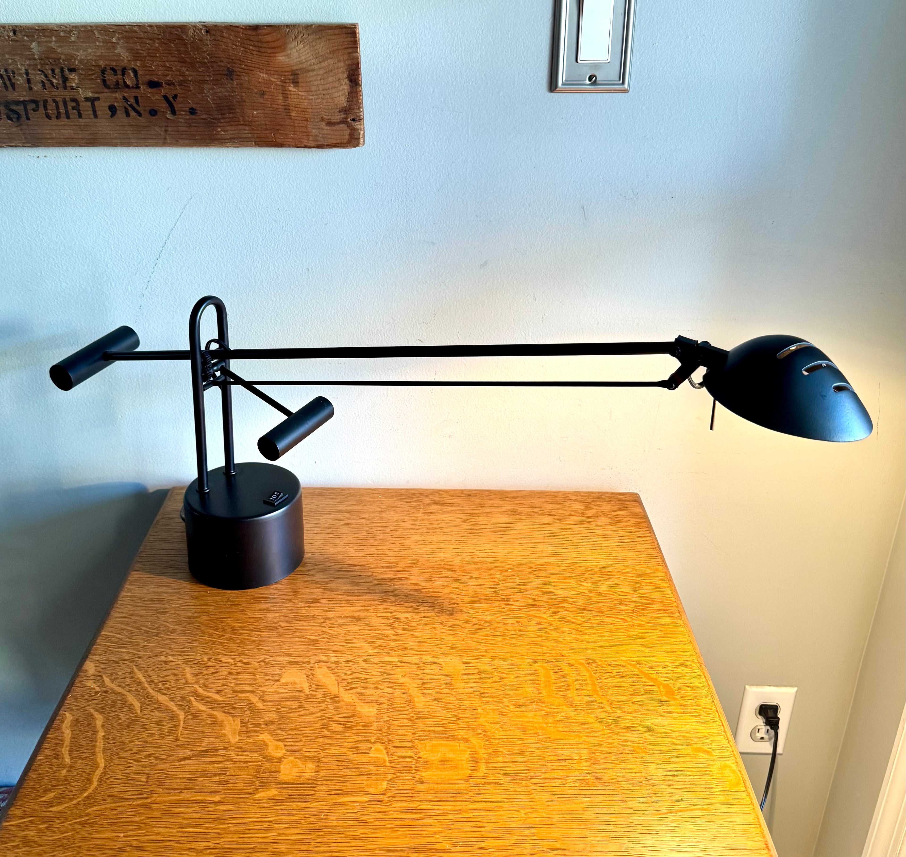 Vtg Post-modern Counter Balance Desk Lamp | Black Articulating Desk Lamp