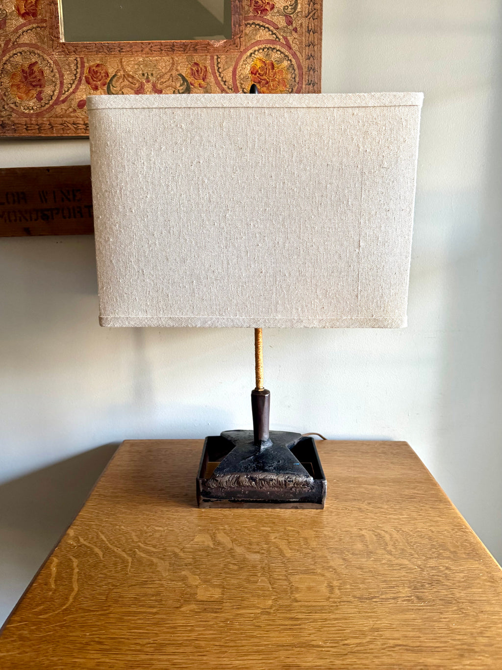 Vtg Steel Brutalist Table Lamp | Unique Steel Lamp