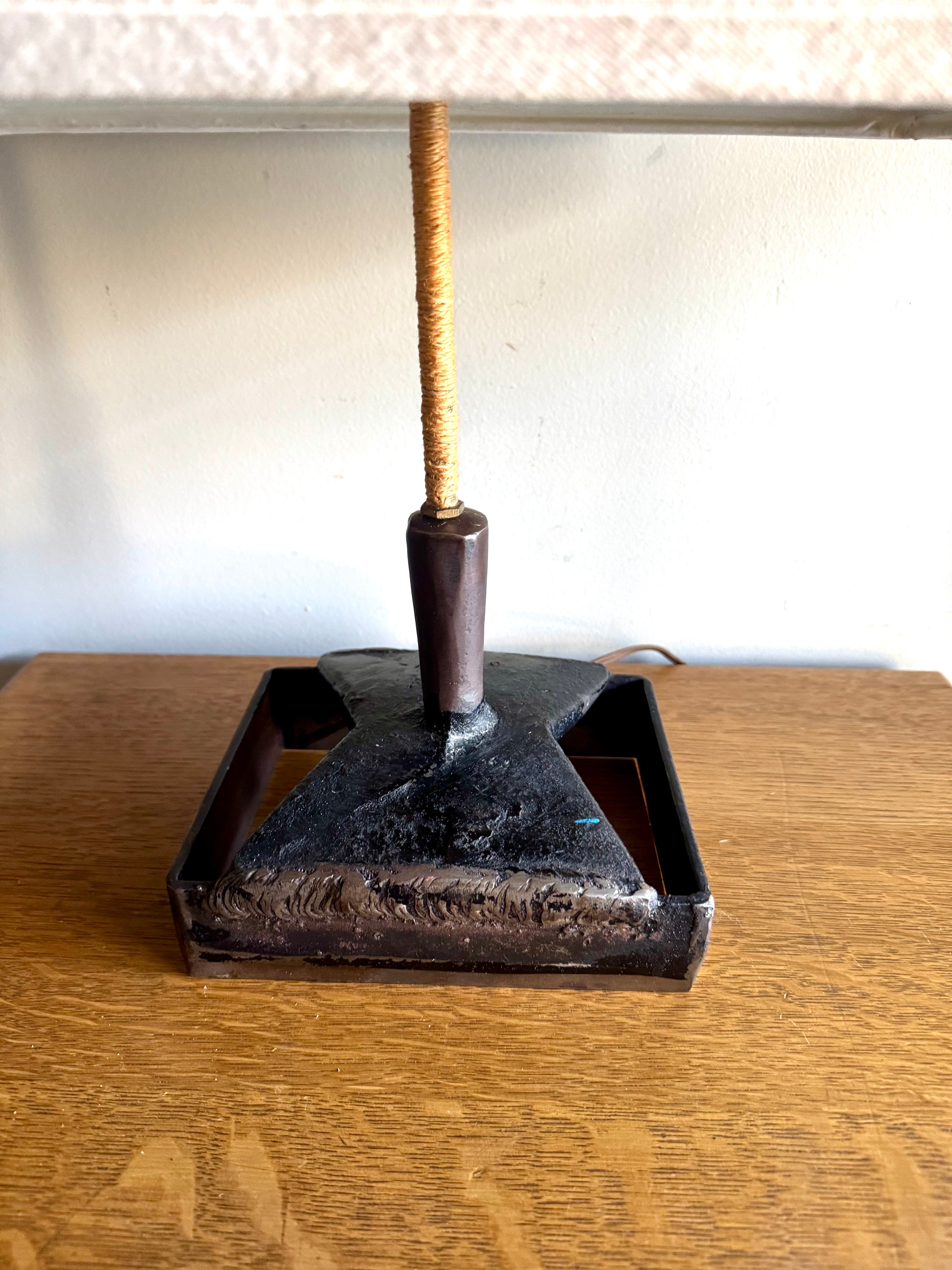 Vtg Steel Brutalist Table Lamp | Unique Steel Lamp